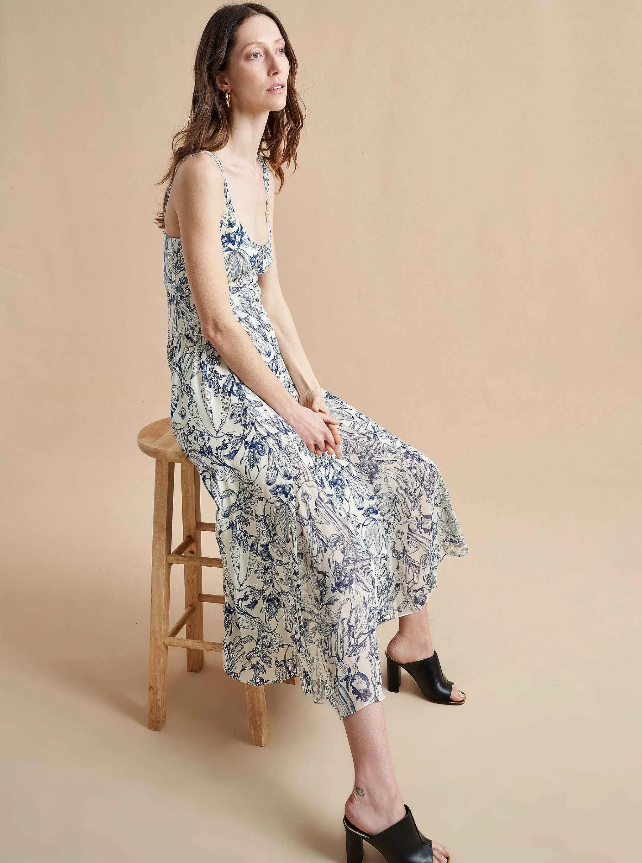 La Ligne Midi Dresses*Paulina Dress Blue Toile