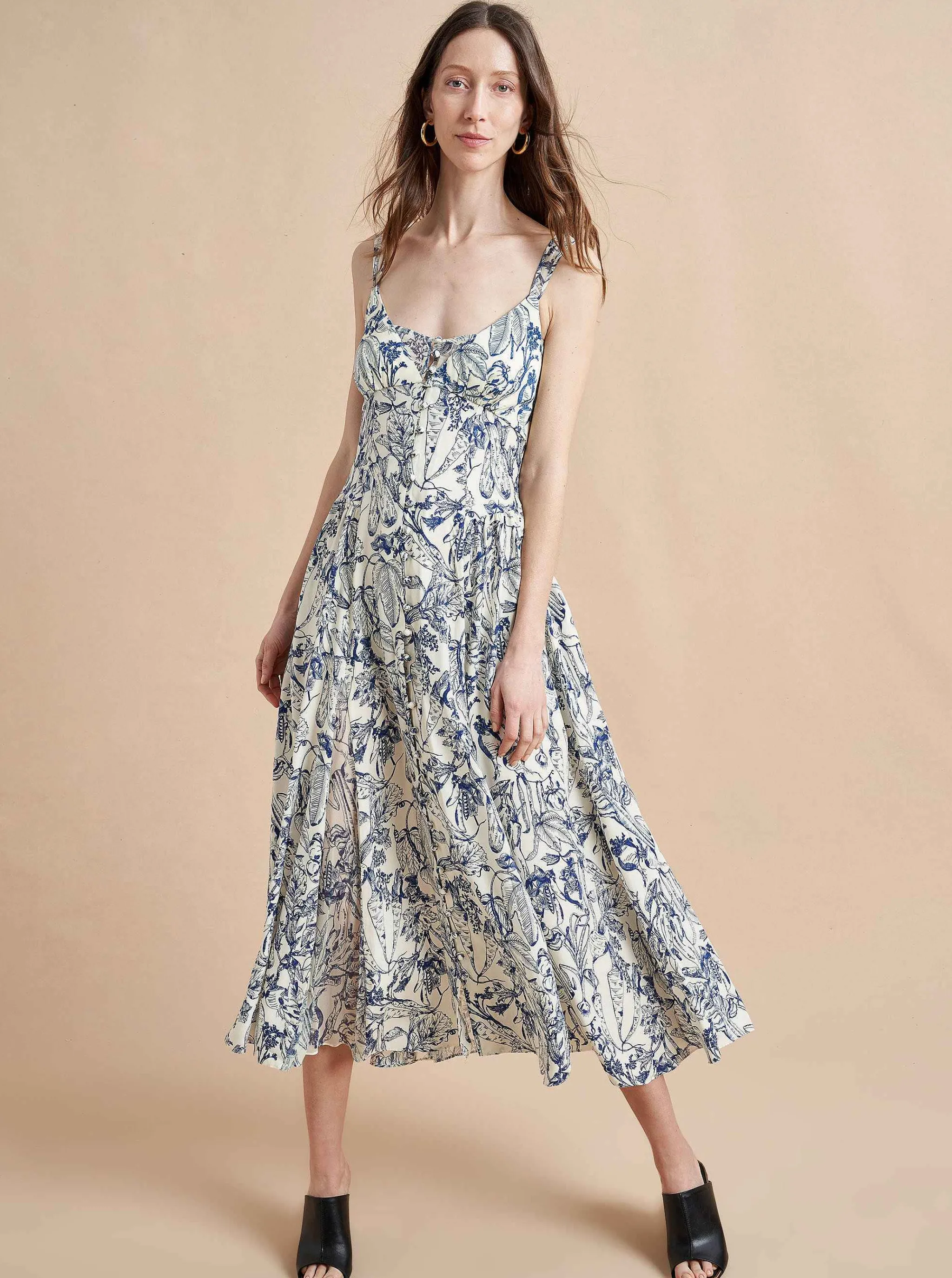 La Ligne Midi Dresses*Paulina Dress Blue Toile