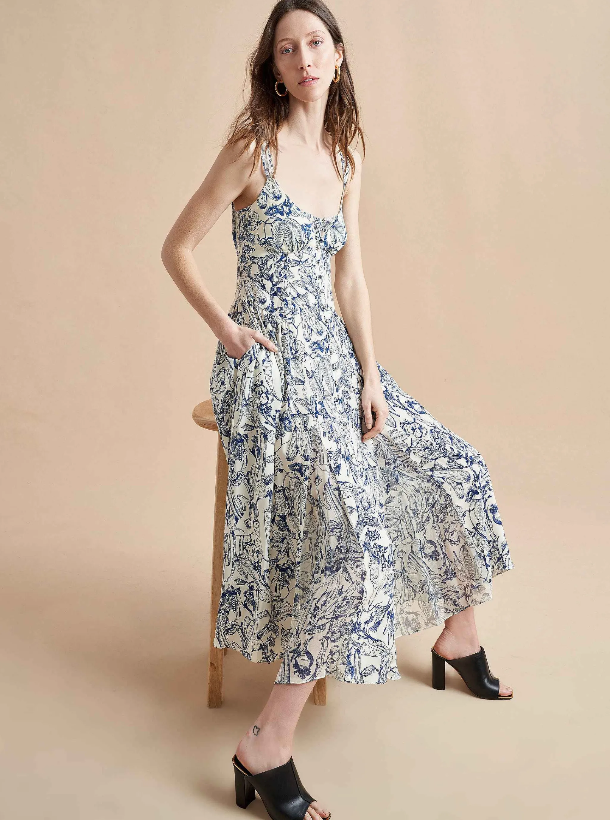 La Ligne Midi Dresses*Paulina Dress Blue Toile