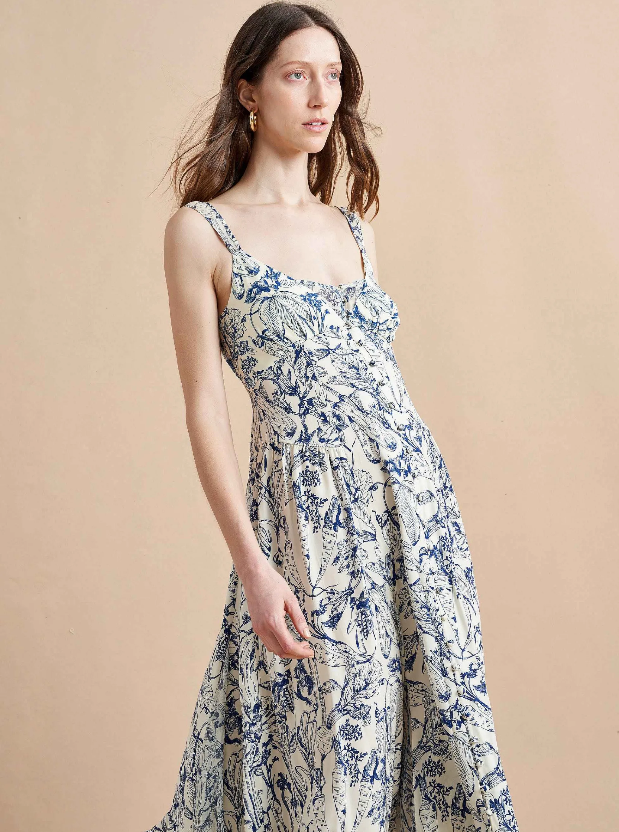 La Ligne Midi Dresses*Paulina Dress Blue Toile