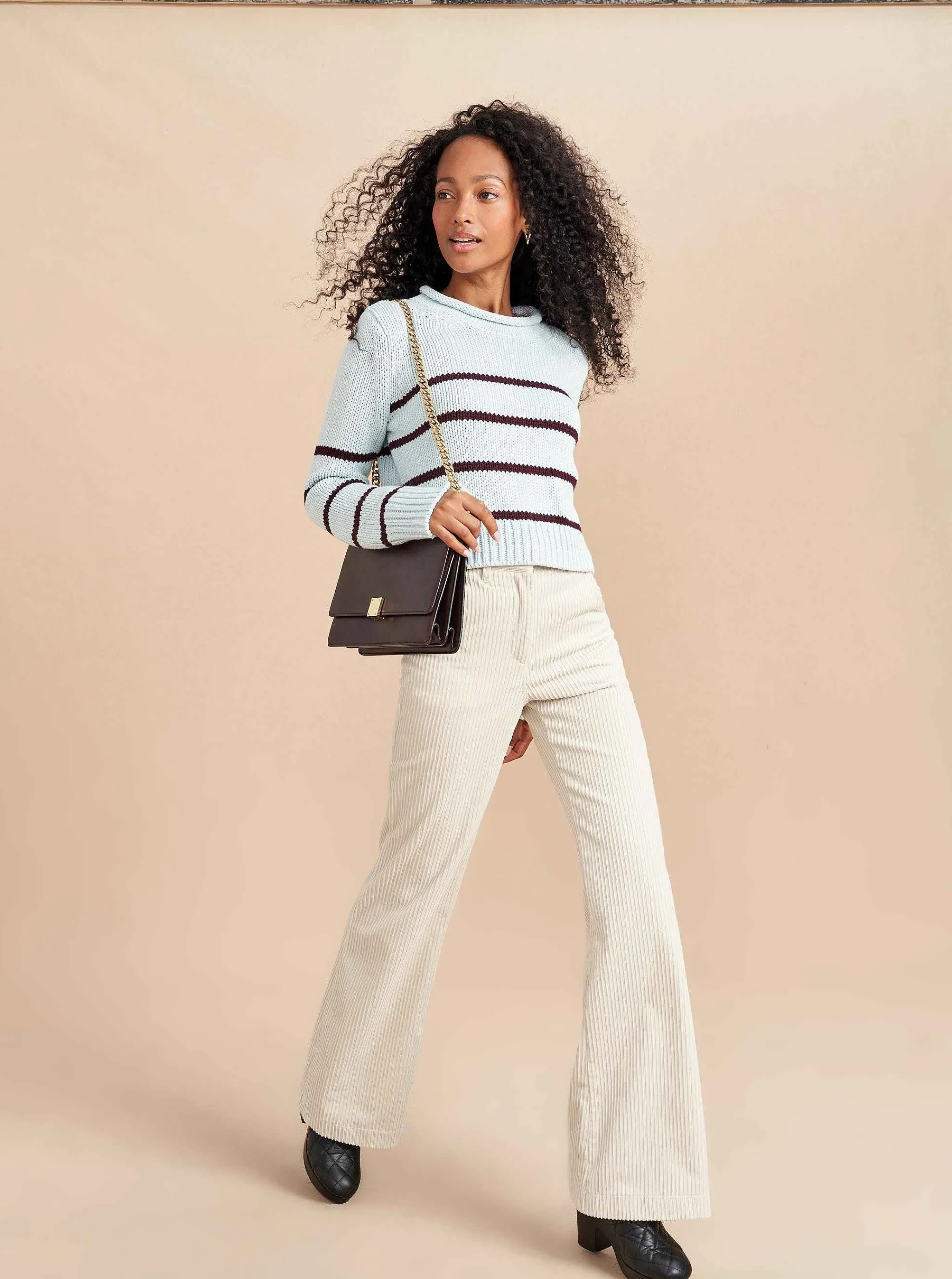 La Ligne Sweaters*Mini Marina Sweater Pale-Blue/Dark-Plum