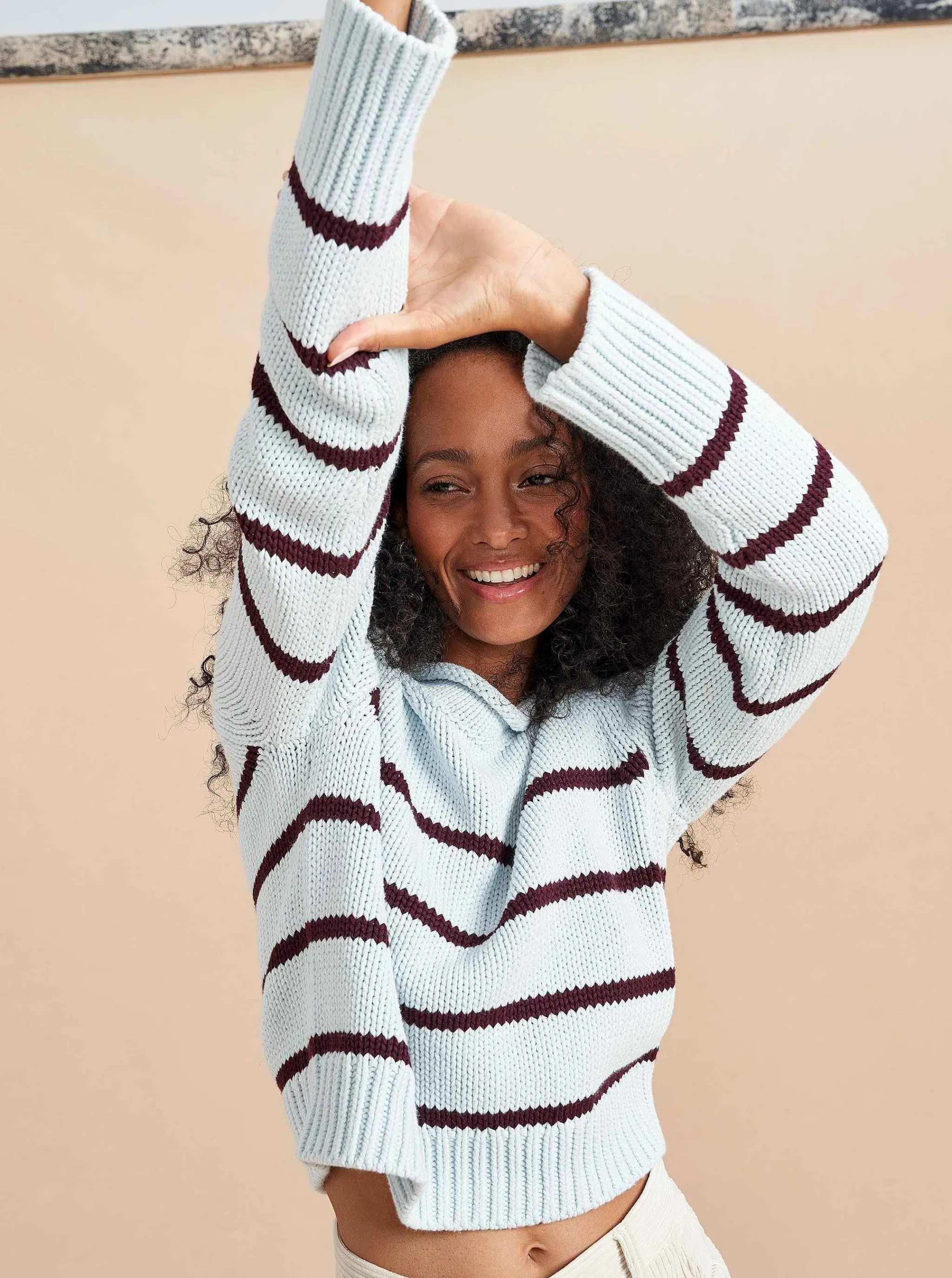 La Ligne Sweaters*Mini Marina Sweater Pale-Blue/Dark-Plum