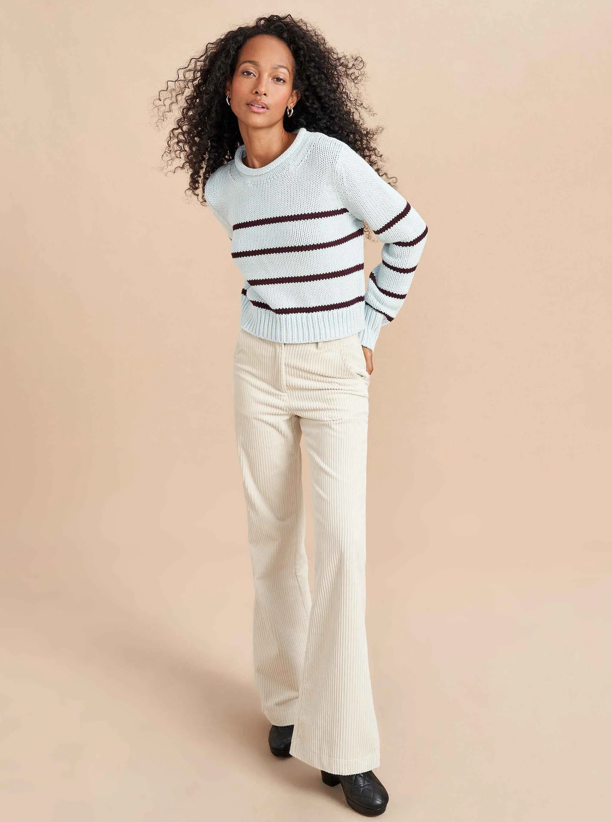 La Ligne Sweaters*Mini Marina Sweater Pale-Blue/Dark-Plum