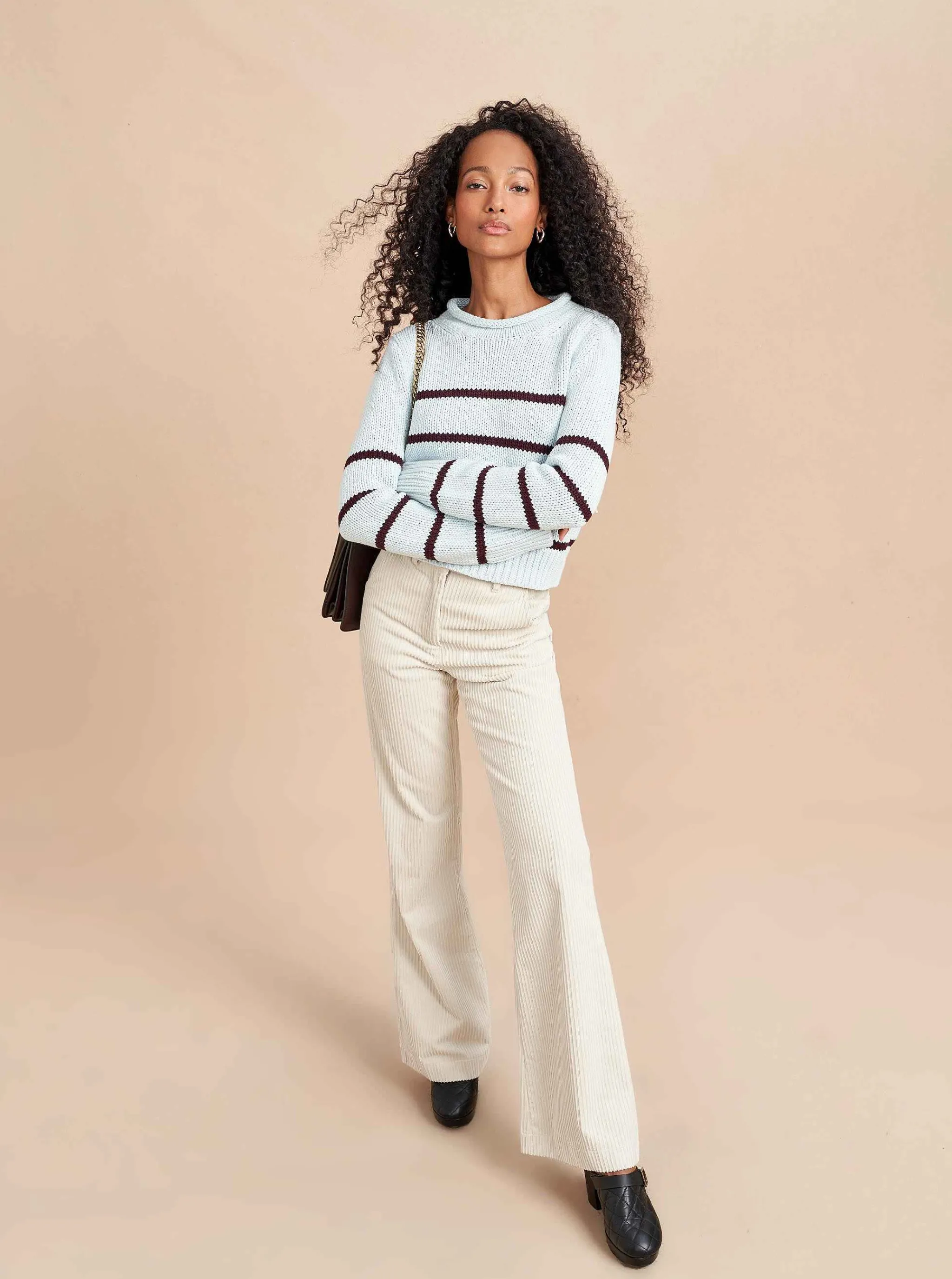 La Ligne Sweaters*Mini Marina Sweater Pale-Blue/Dark-Plum