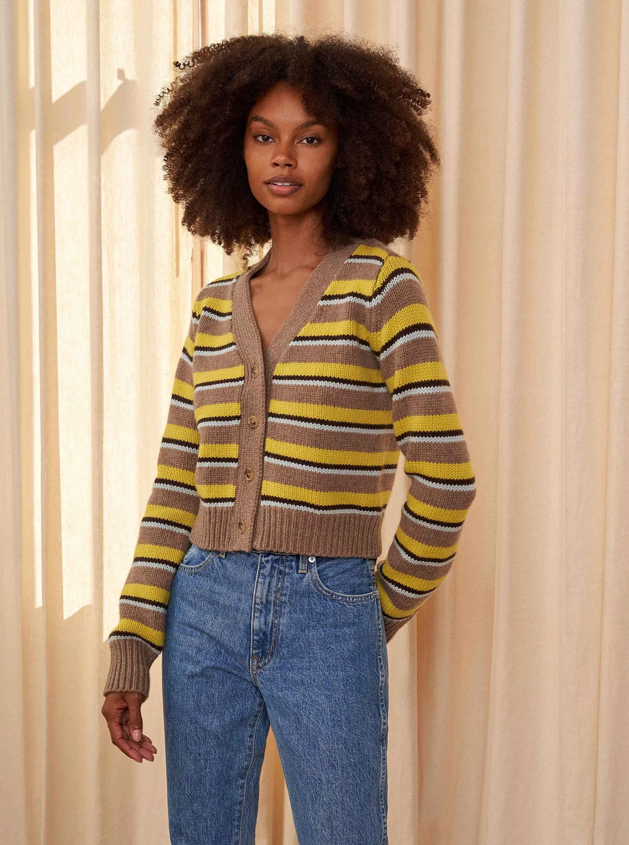 La Ligne Cardigans*Mini Marin Cardigan Lime/Brown