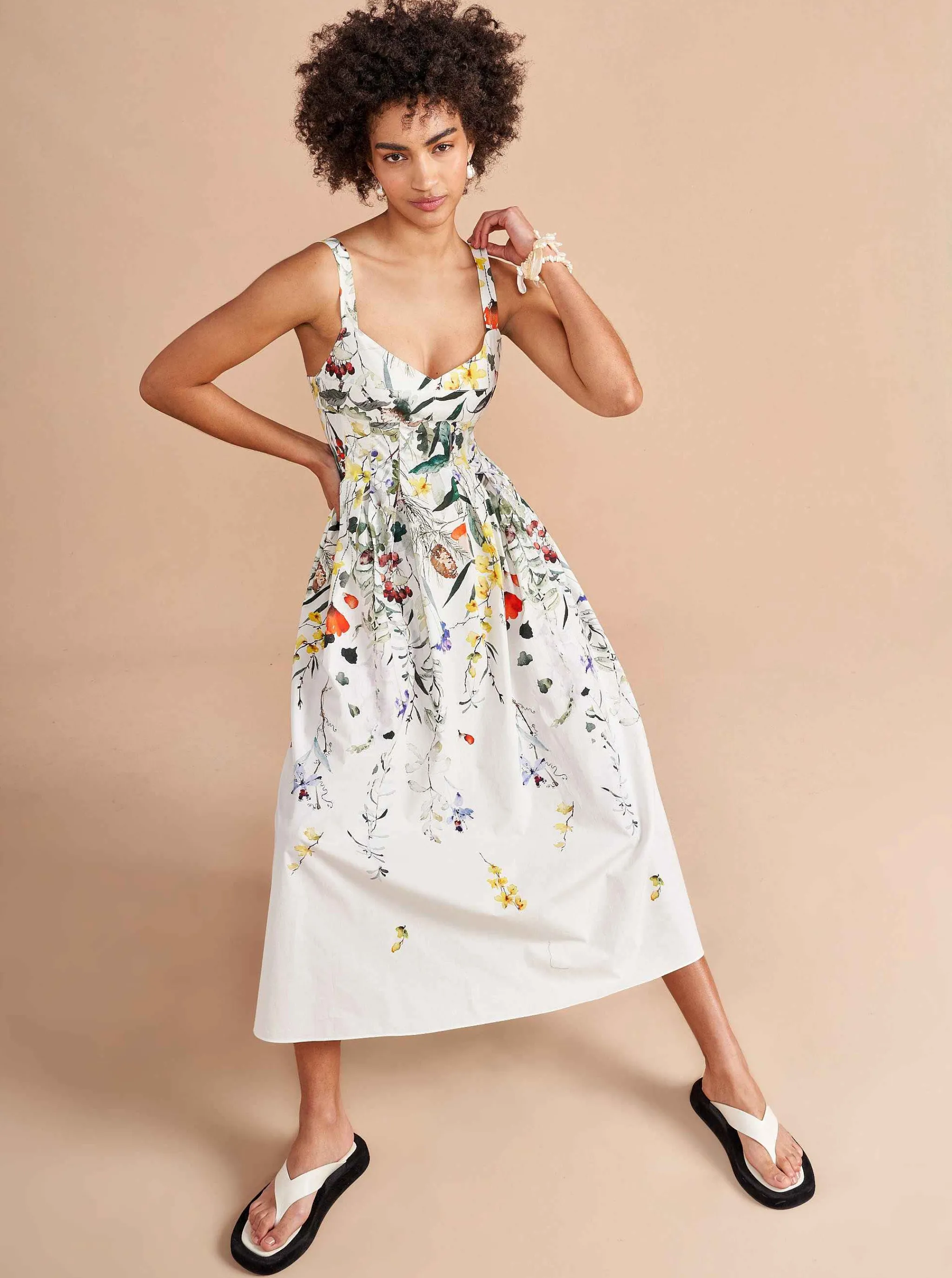 La Ligne Midi Dresses*Madeleine Dress Ivory/Floral