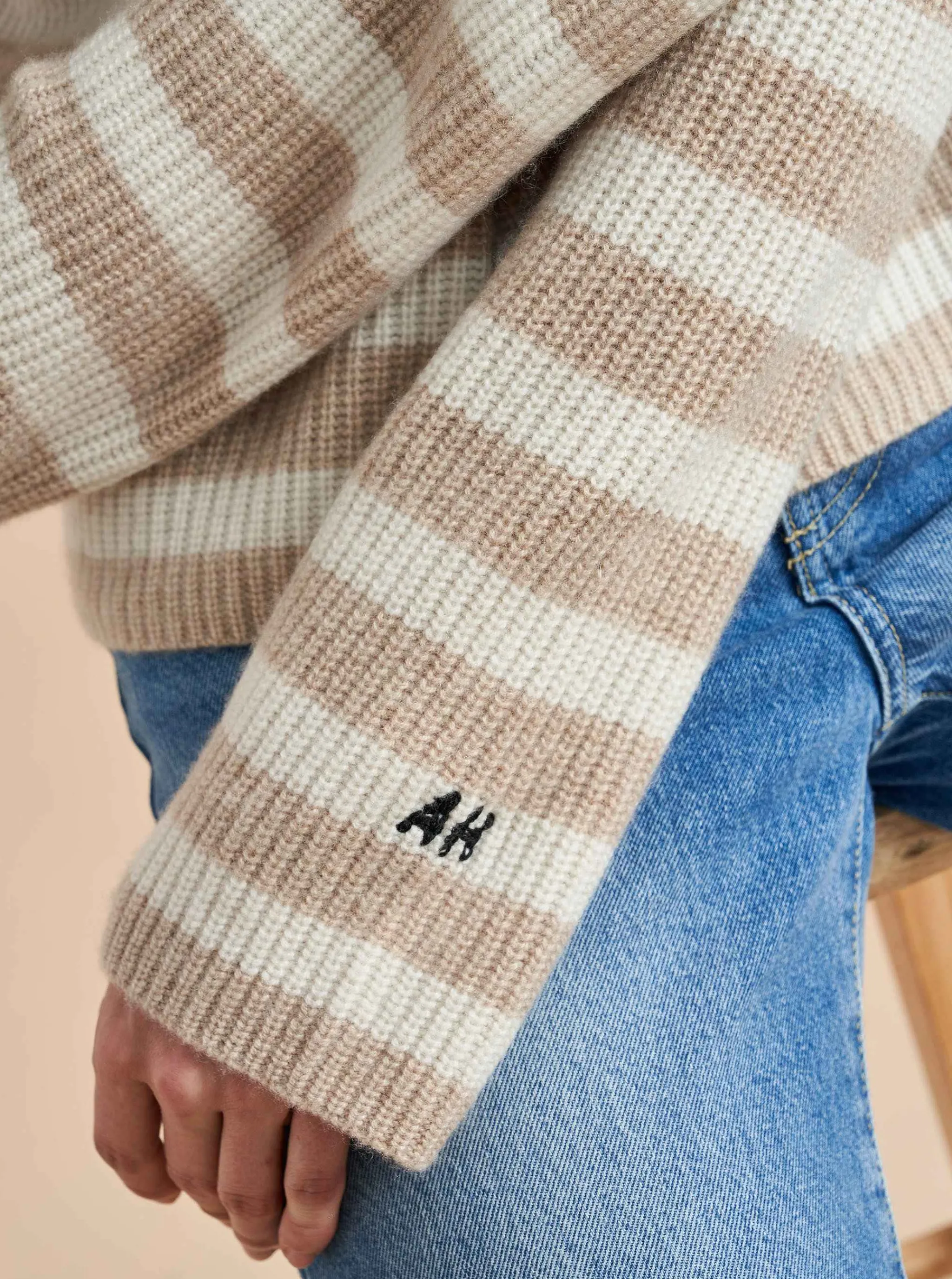 La Ligne Sweaters*Mini Striped Toujours Sweater Black/Camel