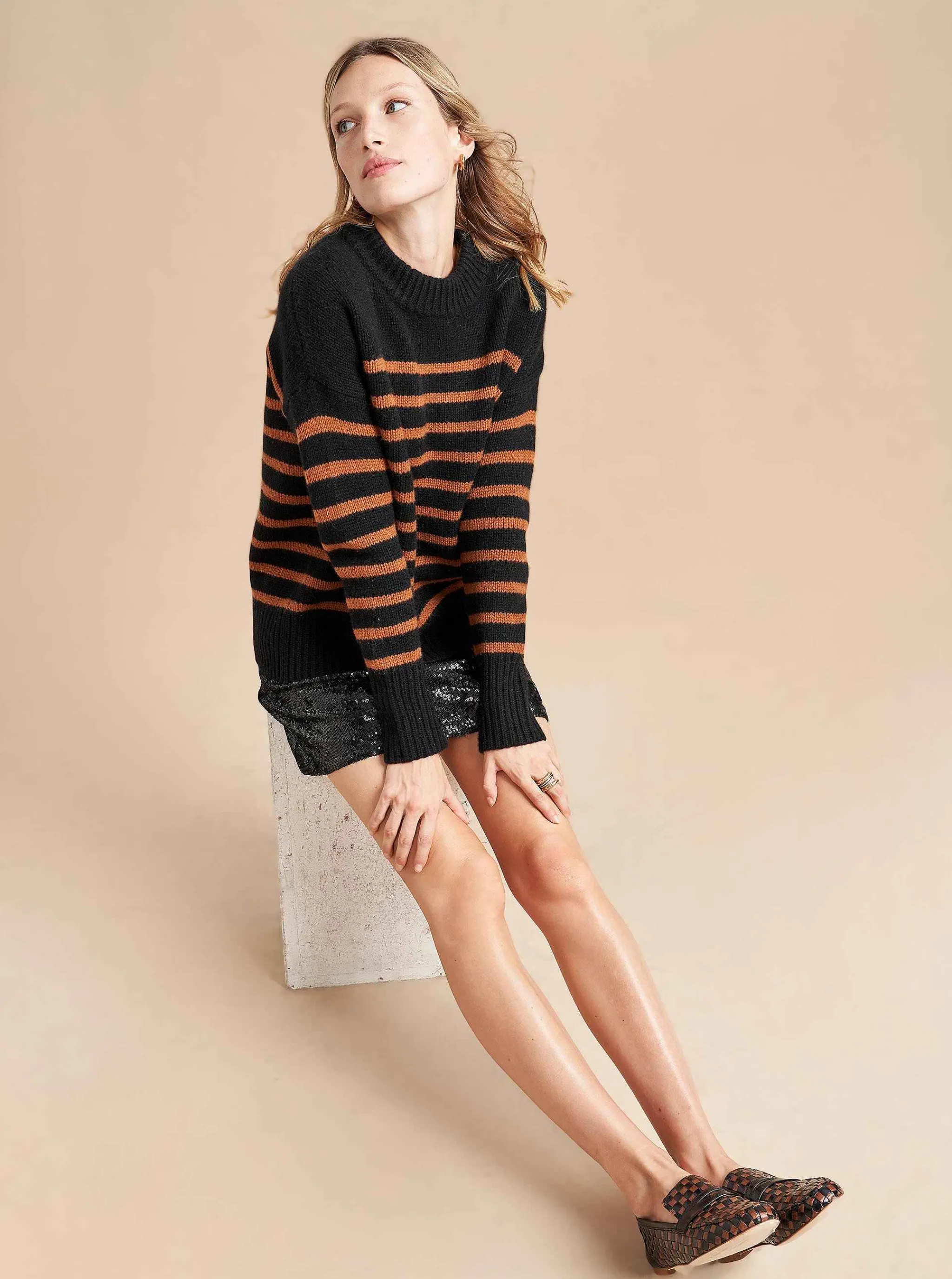 La Ligne Sweaters*Marin Sweater Black/Cognac