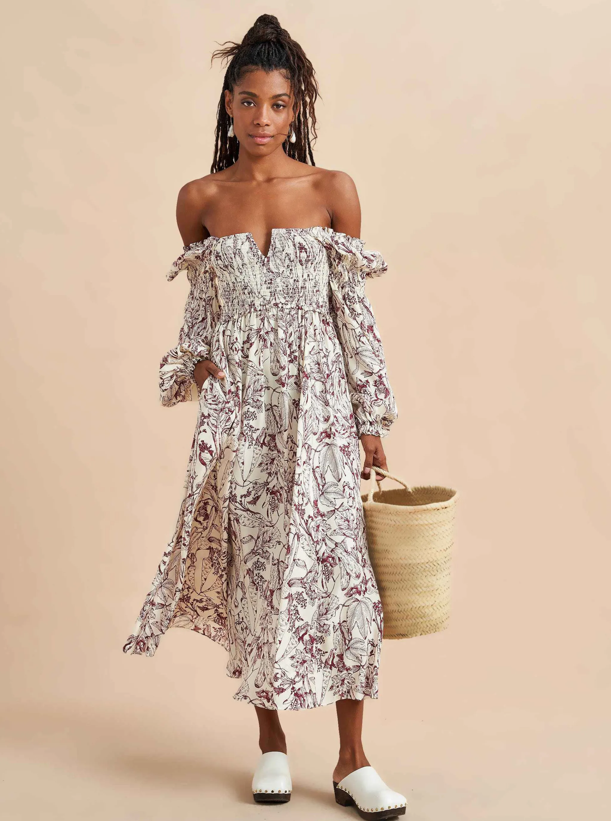 La Ligne Midi Dresses*Bettina Dress Burgundy Toile