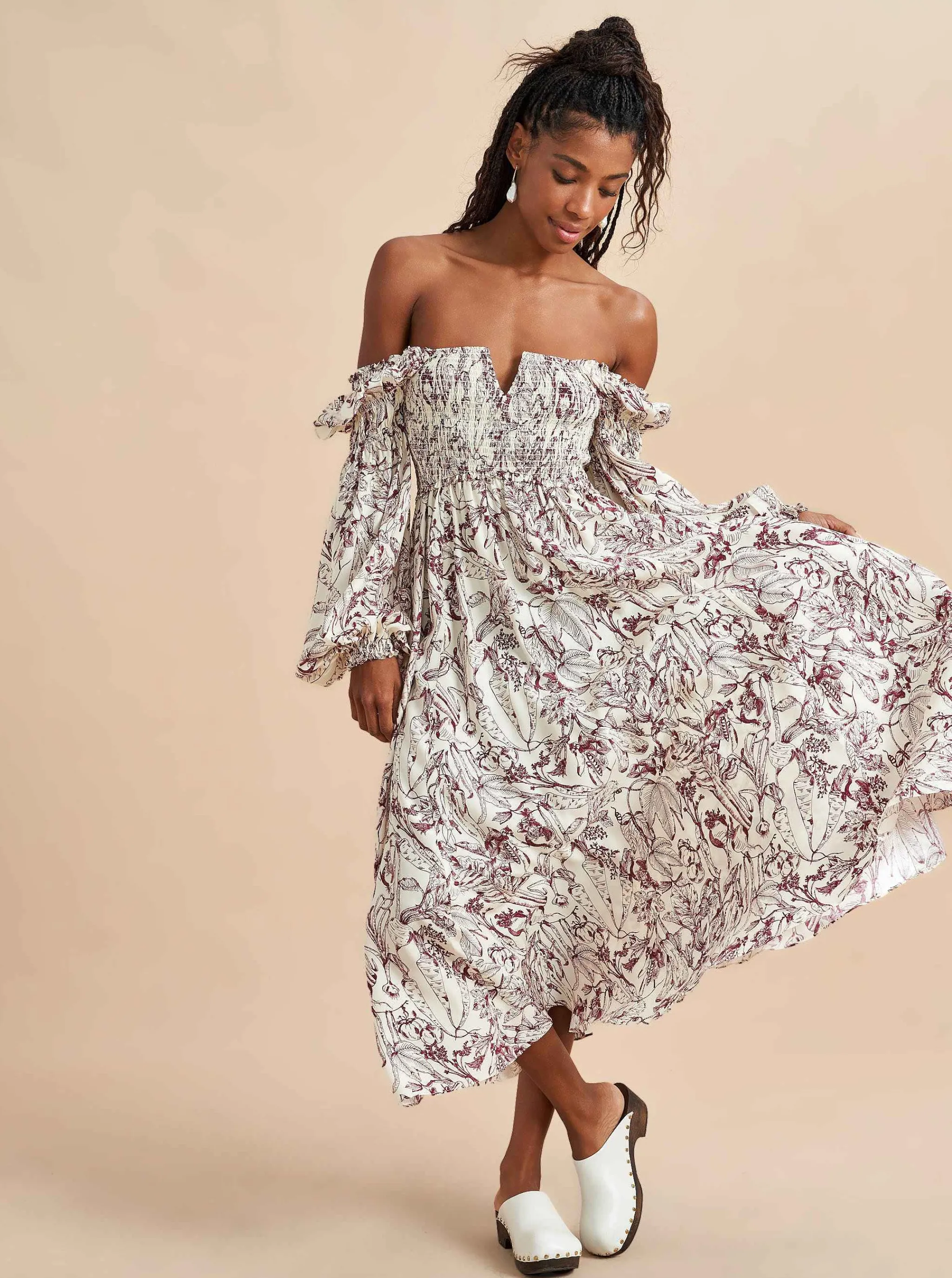 La Ligne Midi Dresses*Bettina Dress Burgundy Toile