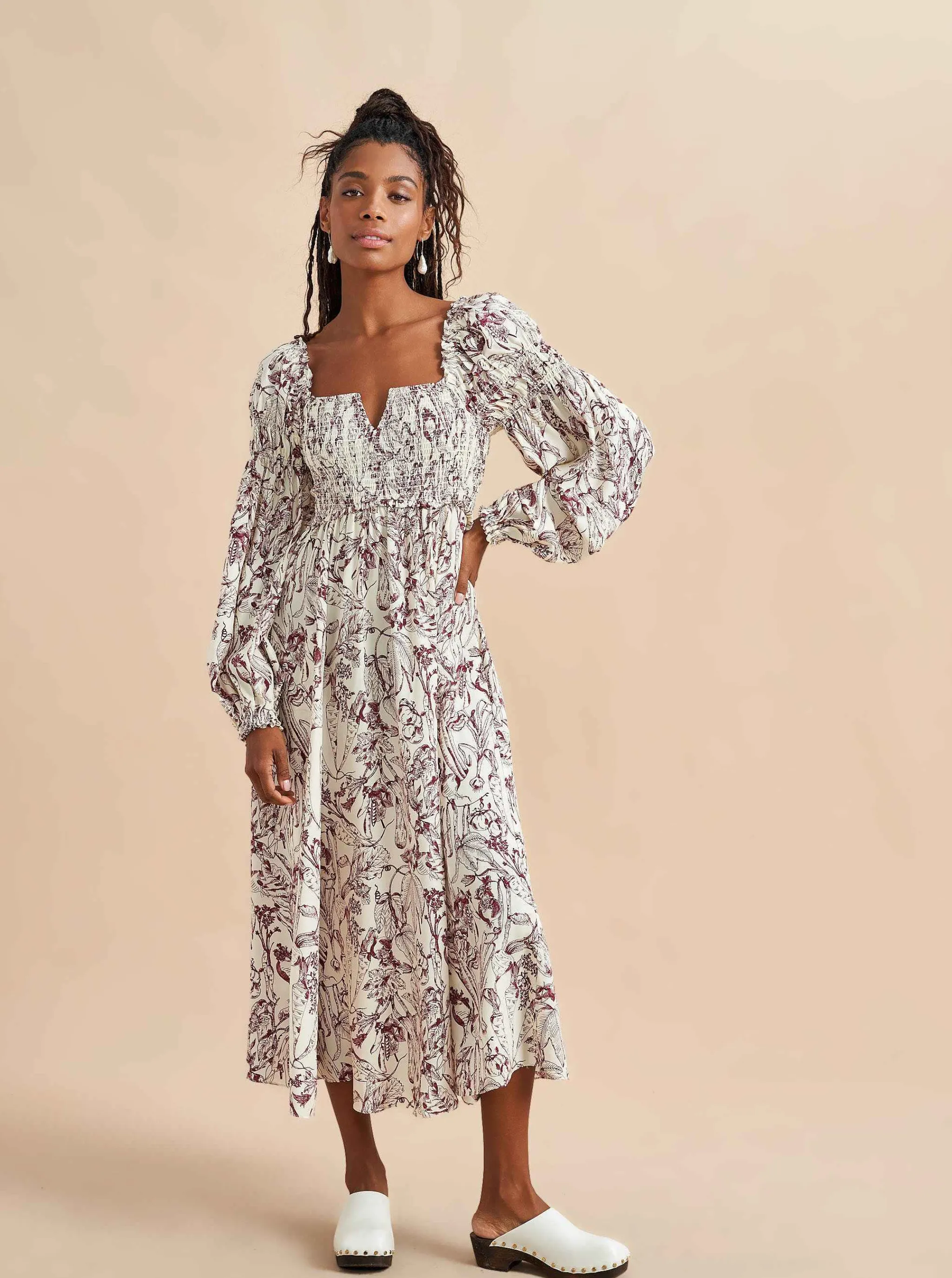 La Ligne Midi Dresses*Bettina Dress Burgundy Toile