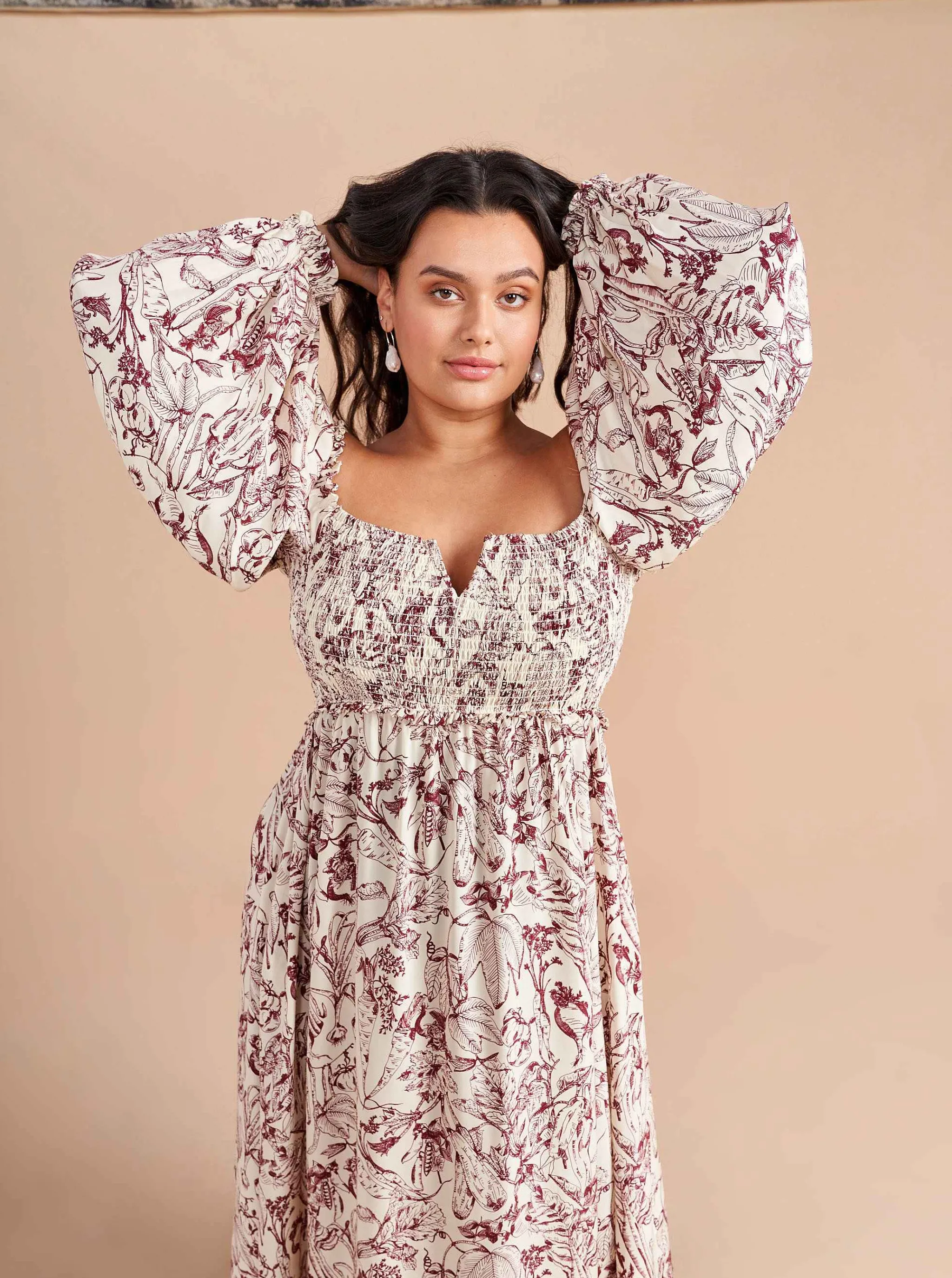 La Ligne Midi Dresses*Bettina Dress Burgundy Toile