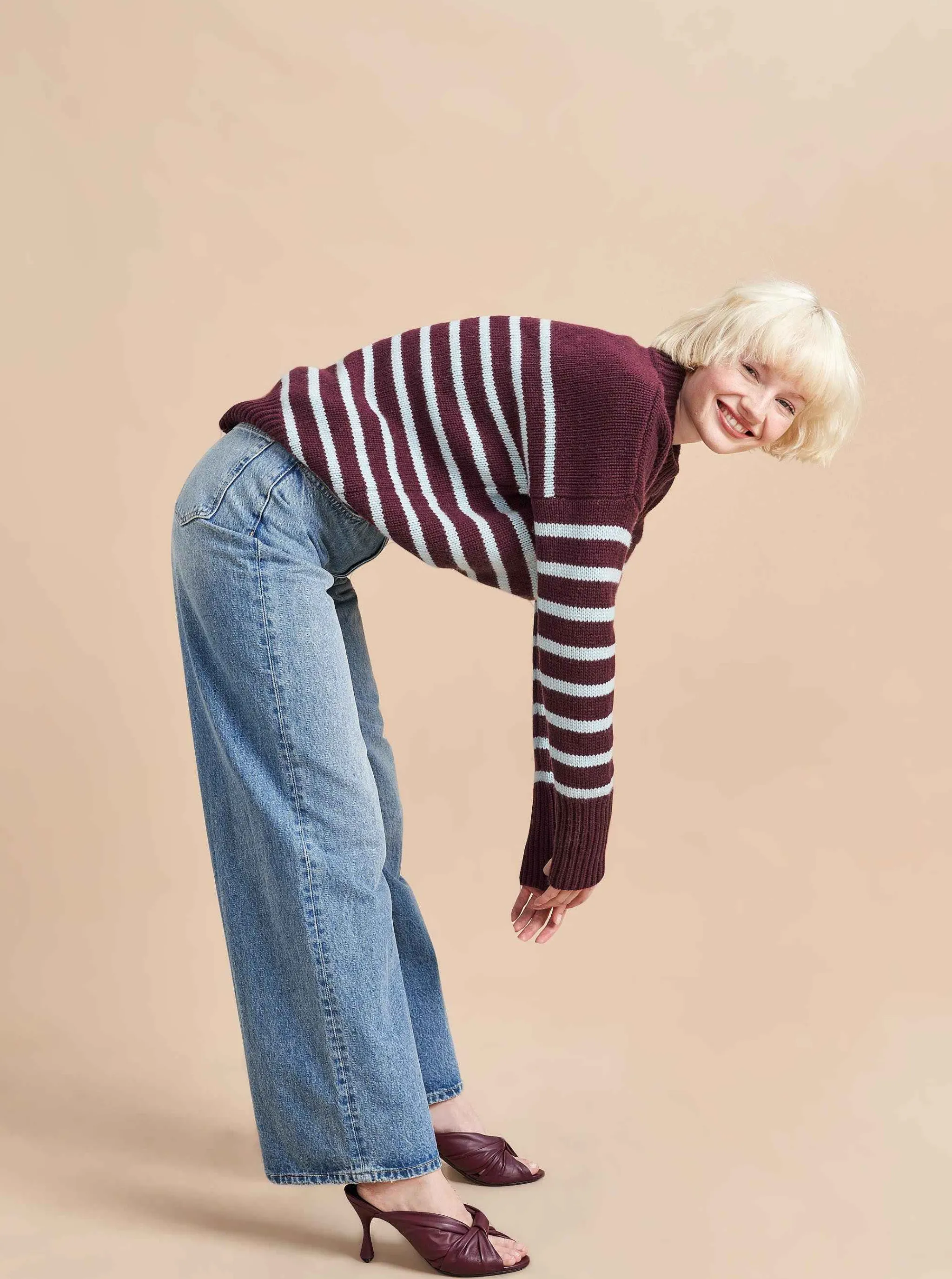 La Ligne Sweaters*Marin Sweater Dark-Plum/Pale-Blue