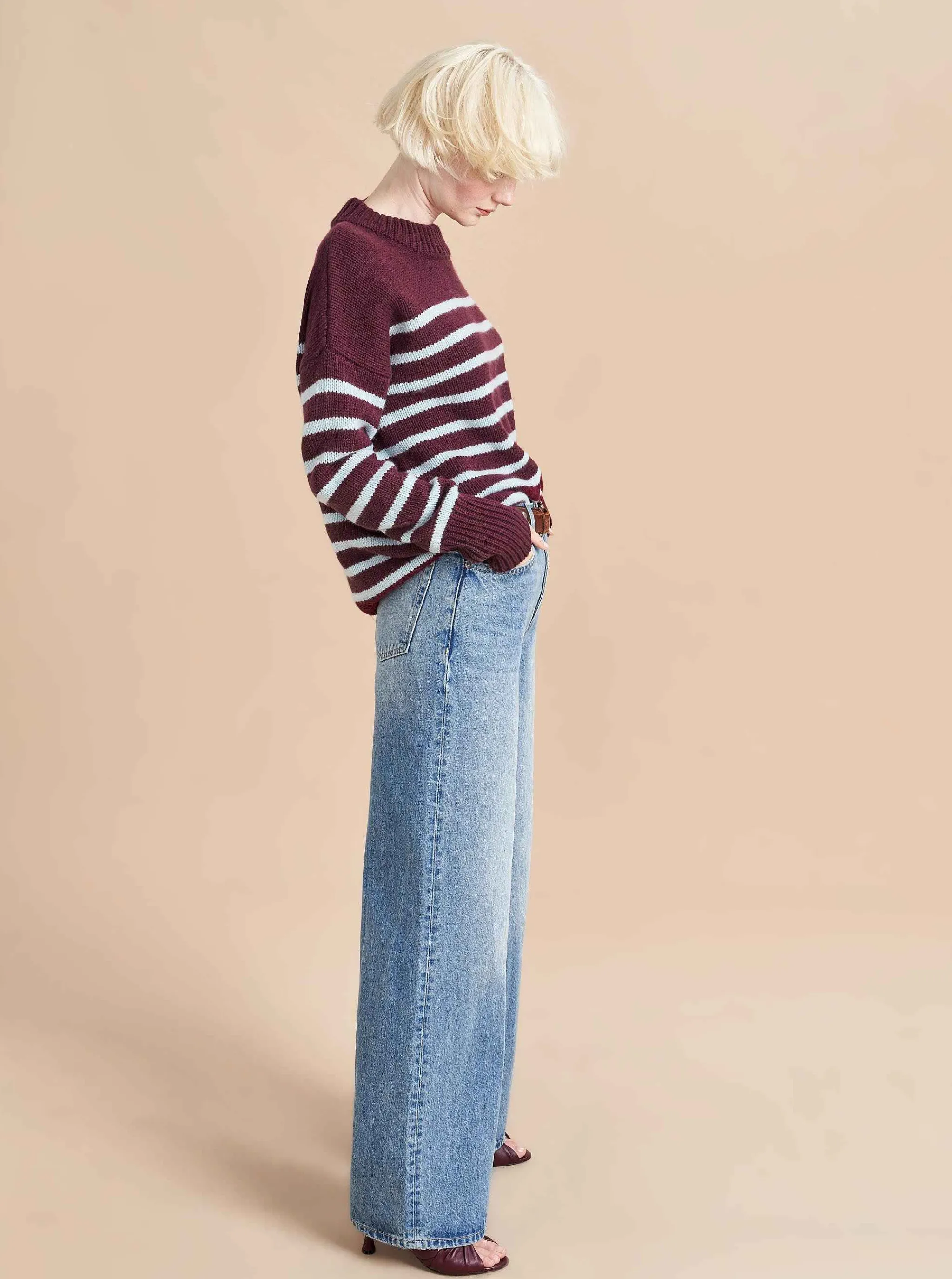 La Ligne Sweaters*Marin Sweater Dark-Plum/Pale-Blue