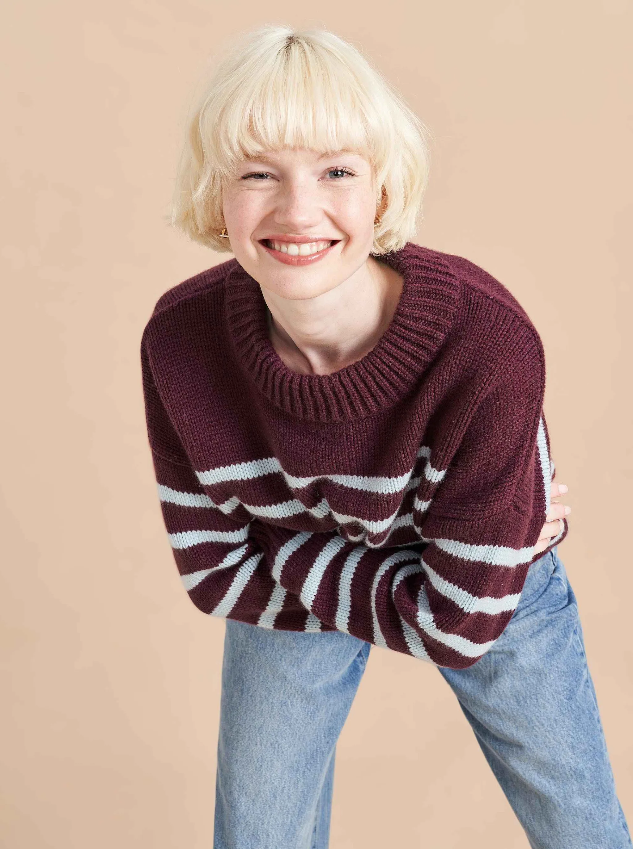 La Ligne Sweaters*Marin Sweater Dark-Plum/Pale-Blue