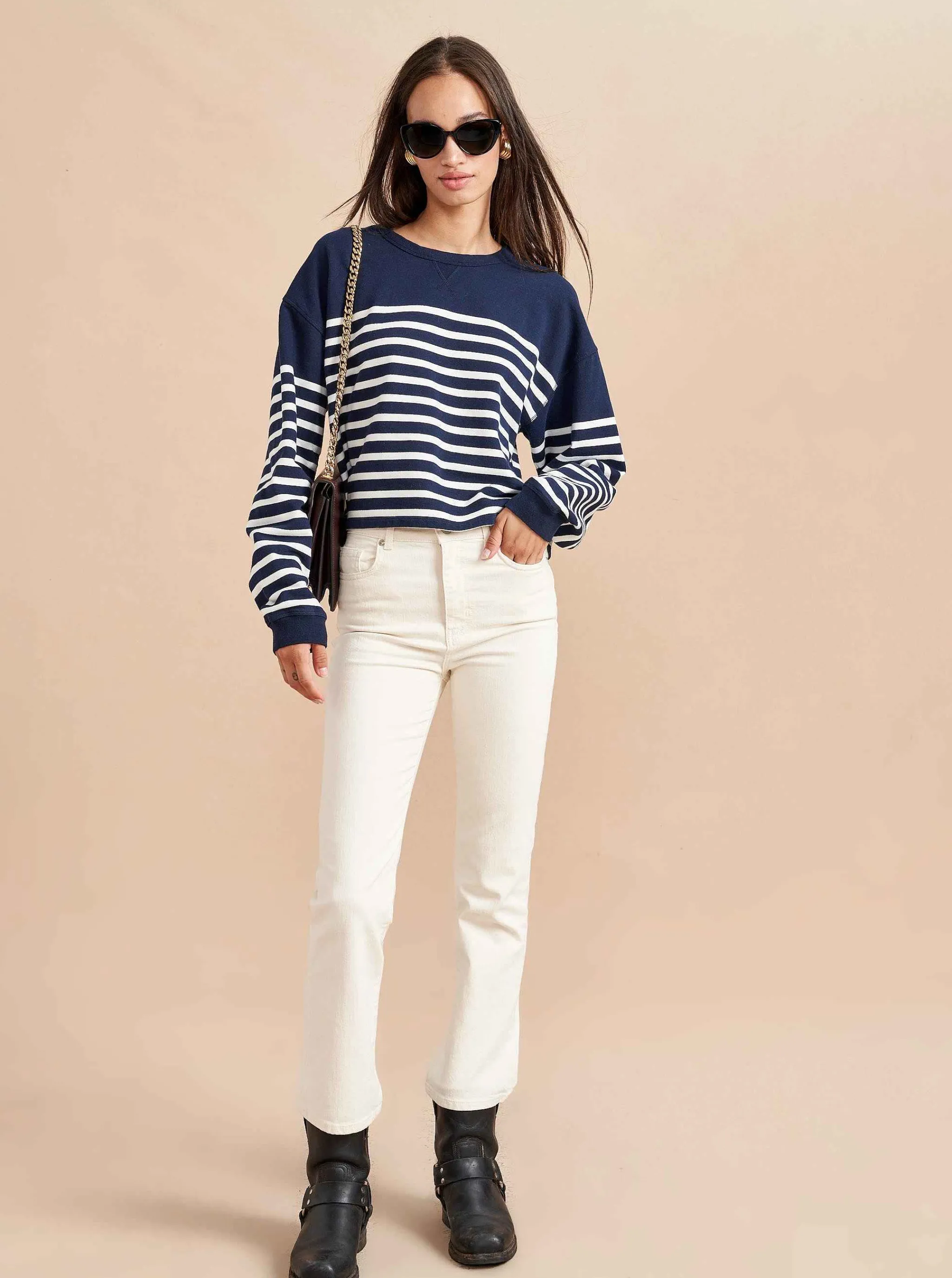 La Ligne Tops*Cropped James Sweatshirt