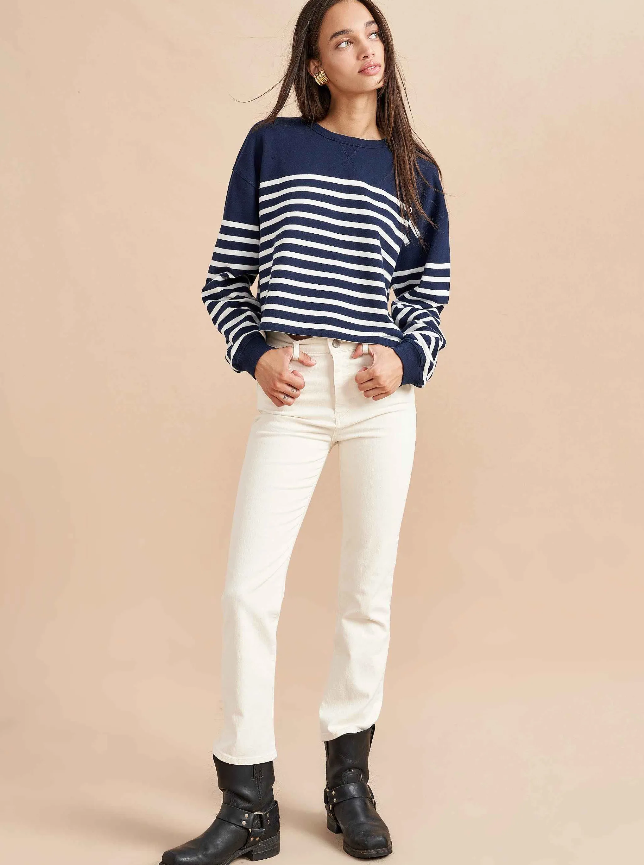 La Ligne Tops*Cropped James Sweatshirt