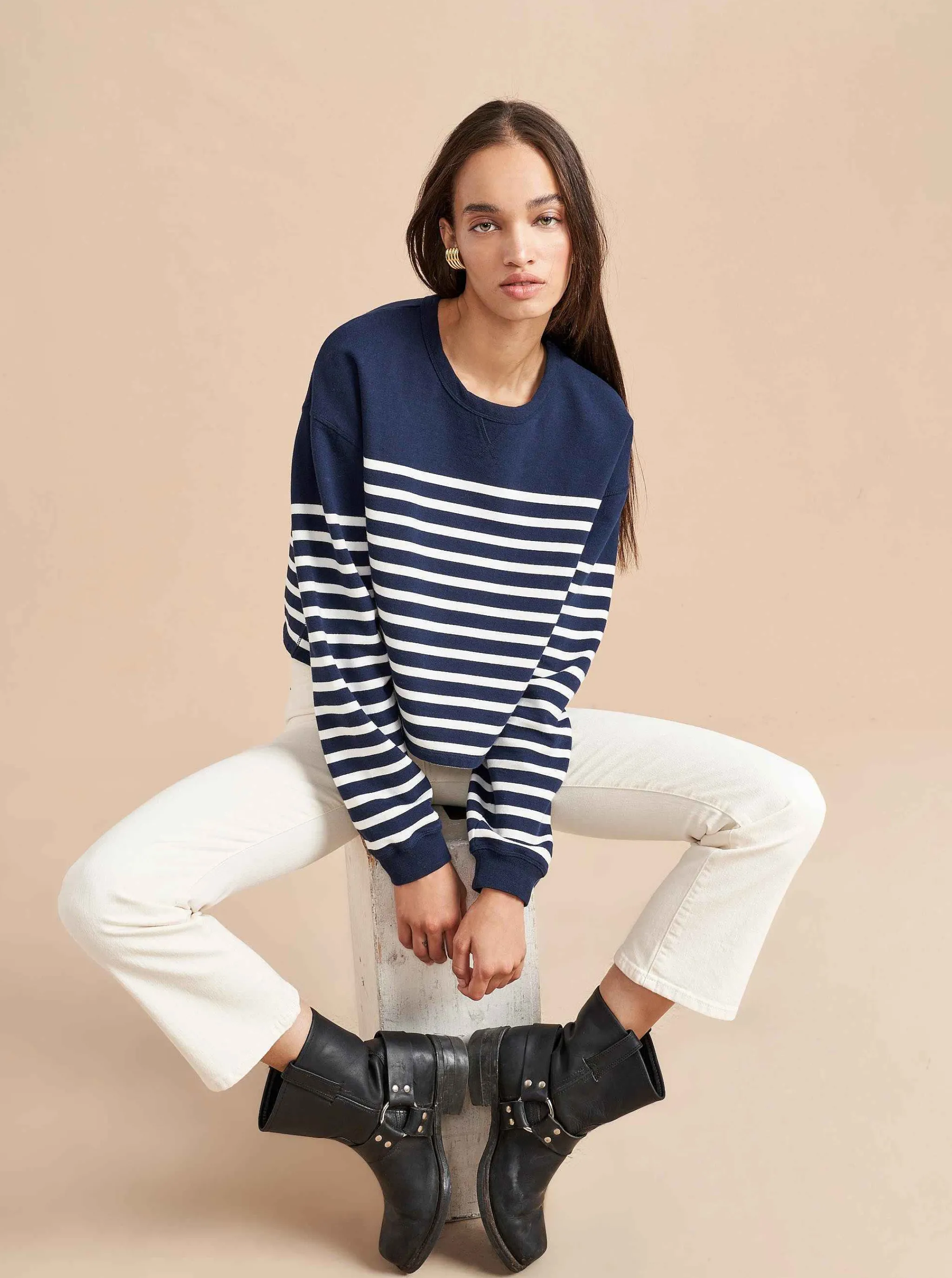 La Ligne Tops*Cropped James Sweatshirt