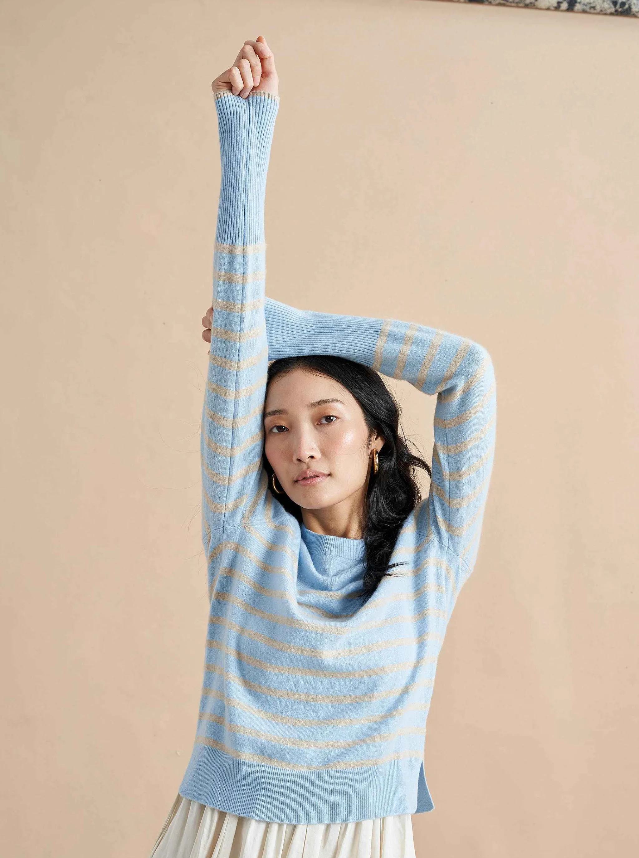 La Ligne Sweaters*Lean Lines Sweater Periwinkle/Beige