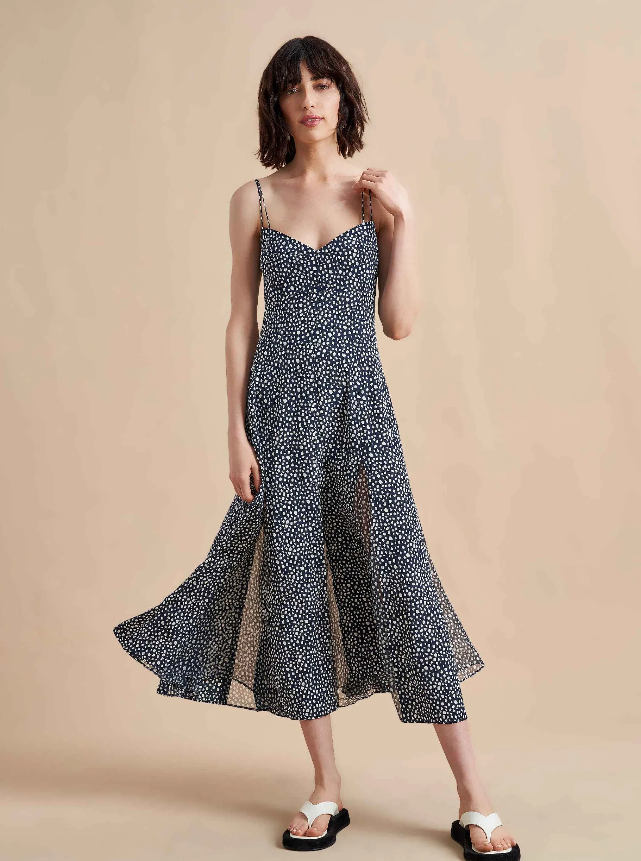 La Ligne Midi Dresses*Luca Dress Navy/White Dot