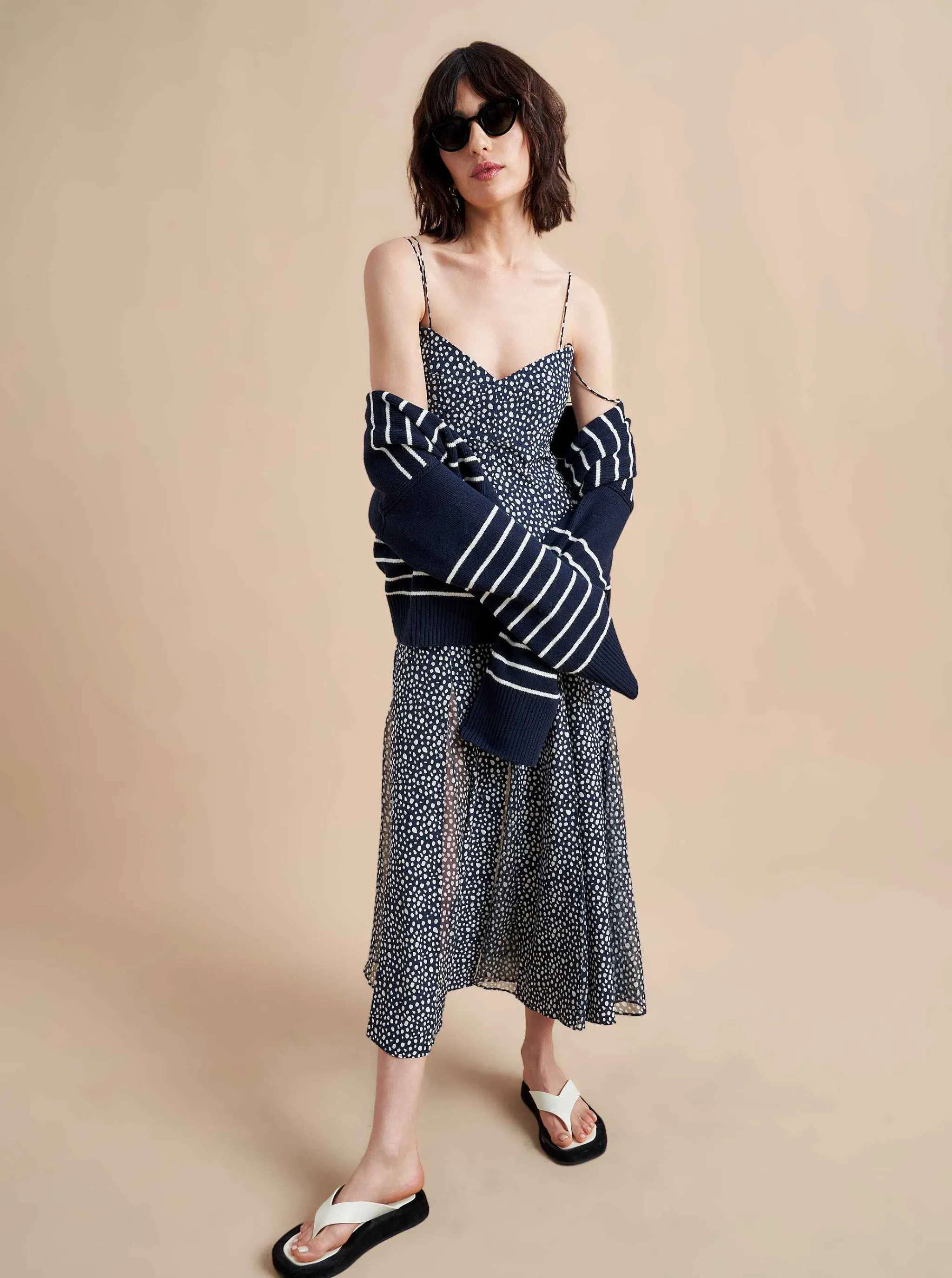La Ligne Midi Dresses*Luca Dress Navy/White Dot