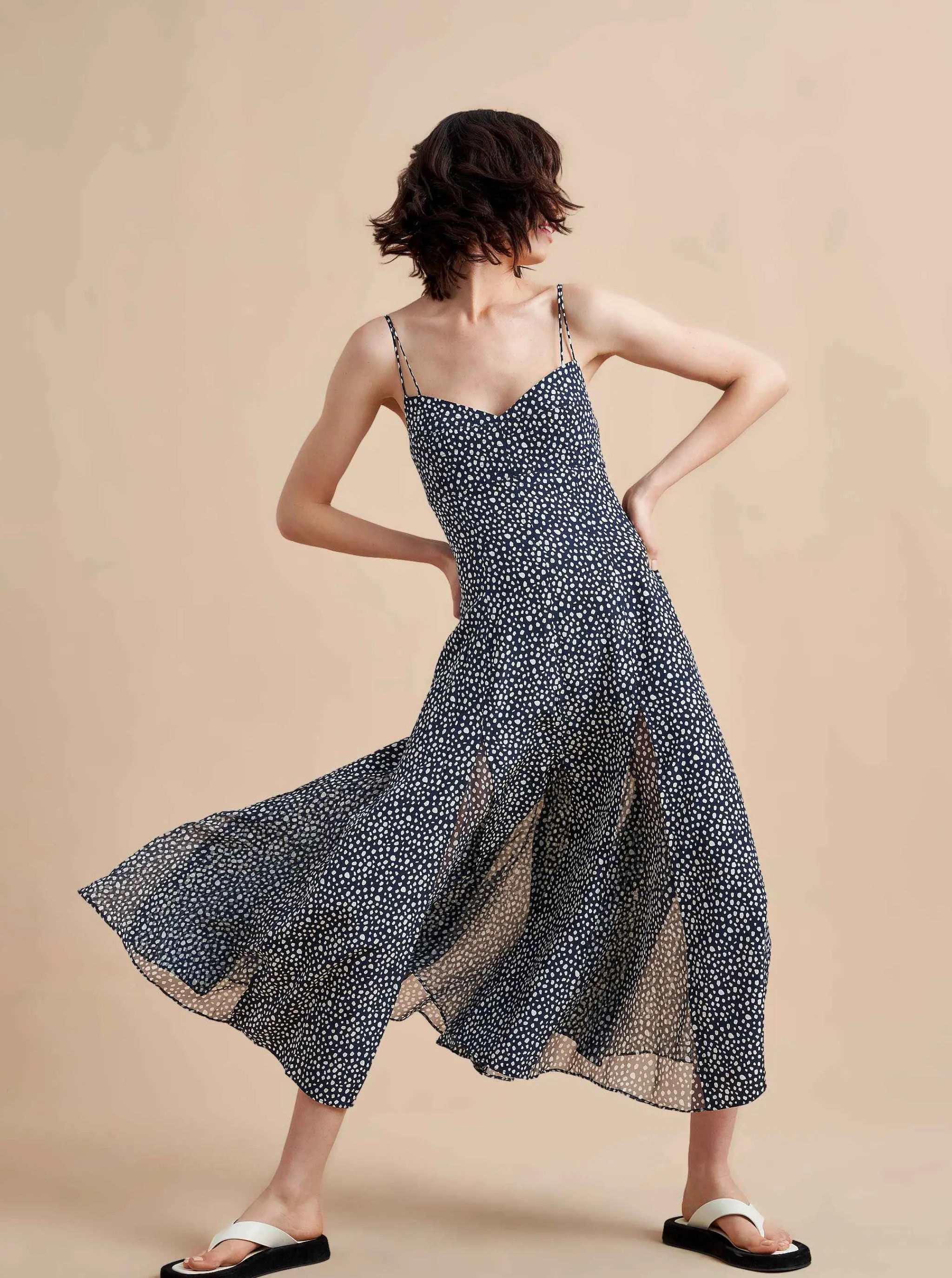 La Ligne Midi Dresses*Luca Dress Navy/White Dot