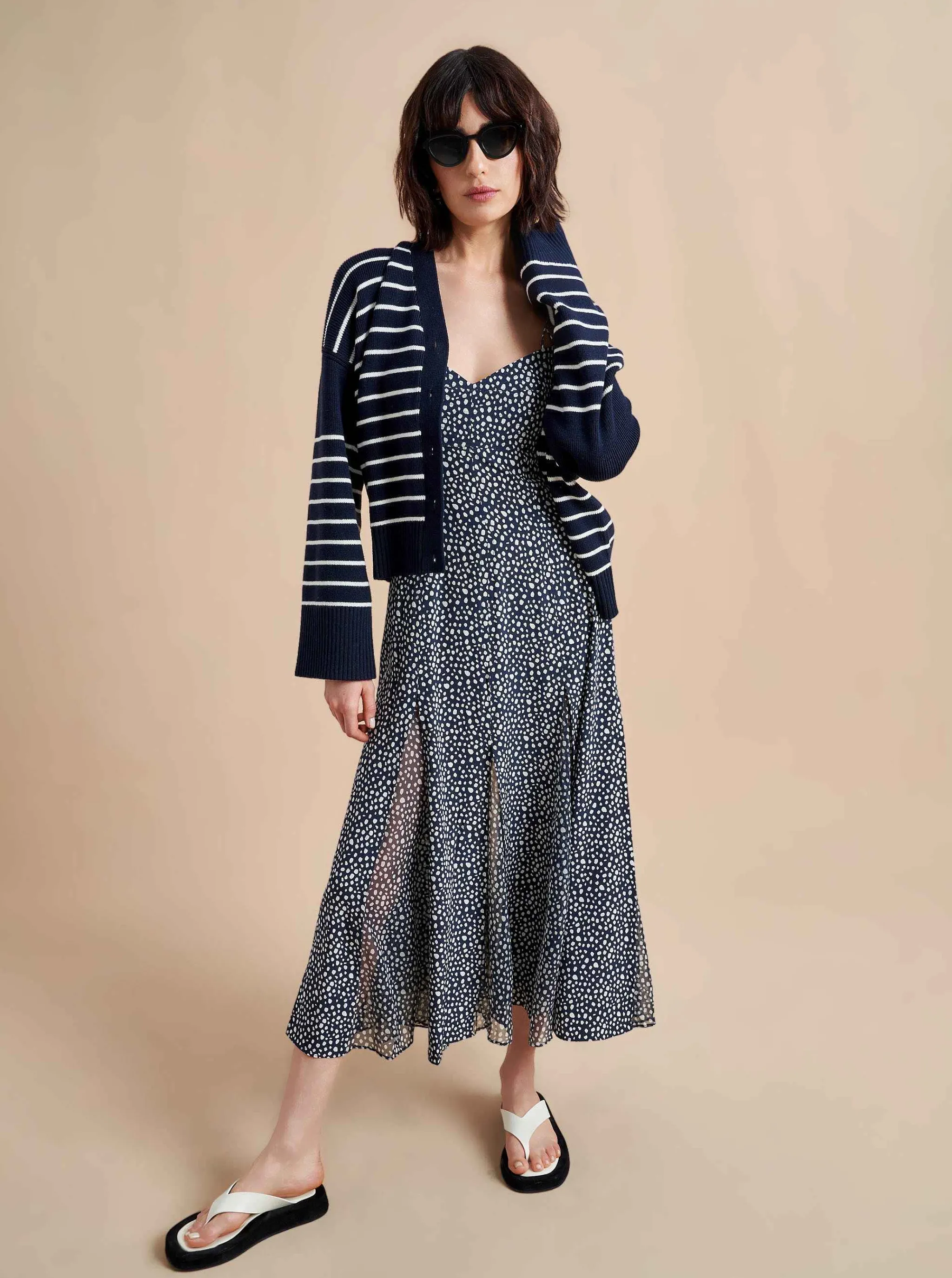La Ligne Midi Dresses*Luca Dress Navy/White Dot