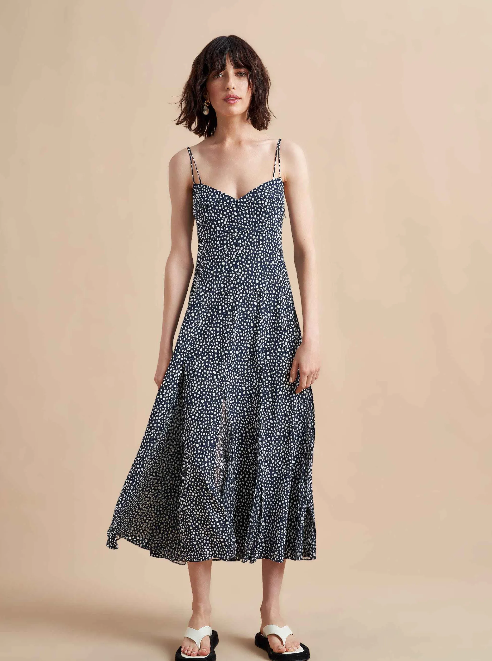 La Ligne Midi Dresses*Luca Dress Navy/White Dot