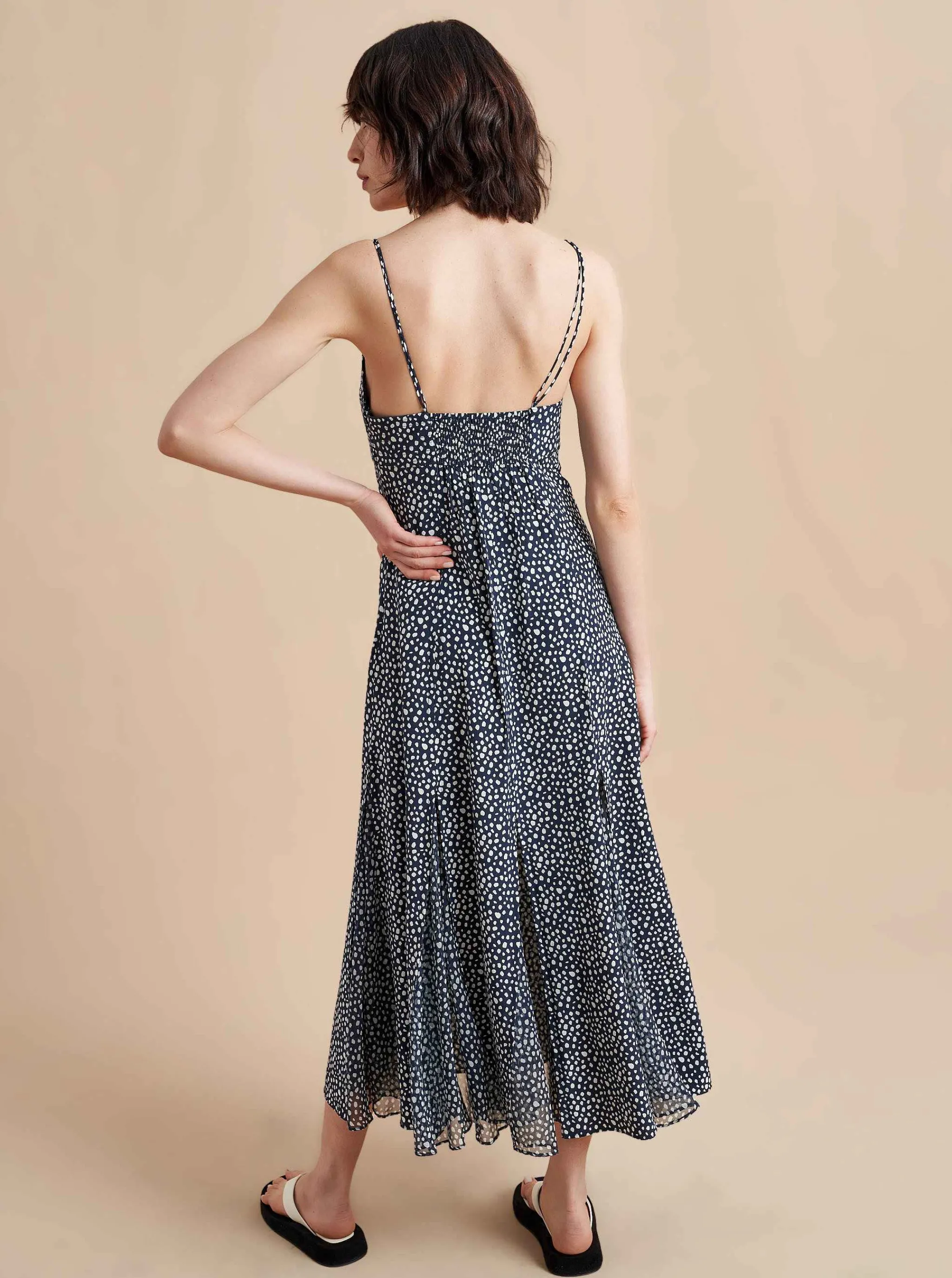 La Ligne Midi Dresses*Luca Dress Navy/White Dot