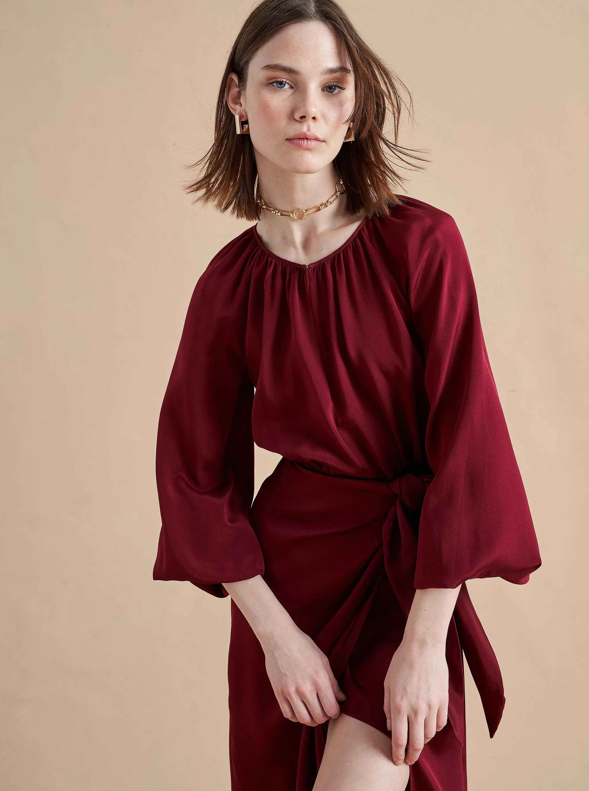 La Ligne Midi Dresses*Imogen Dress Burgundy
