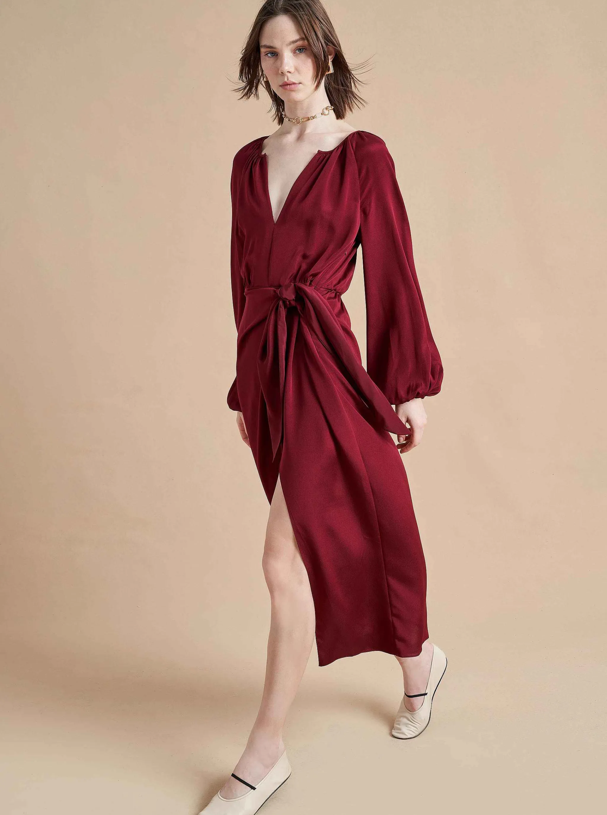 La Ligne Midi Dresses*Imogen Dress Burgundy