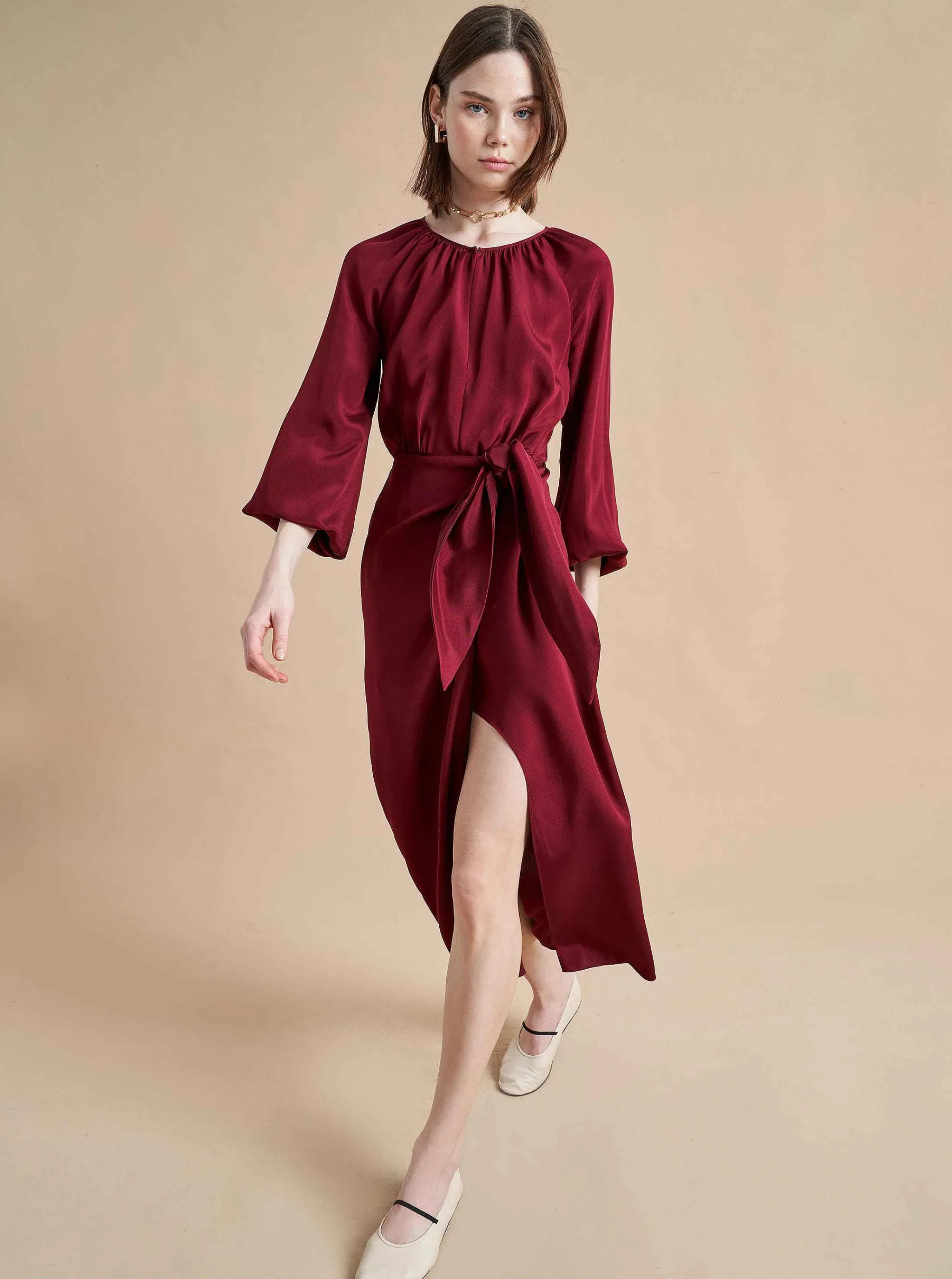 La Ligne Midi Dresses*Imogen Dress Burgundy