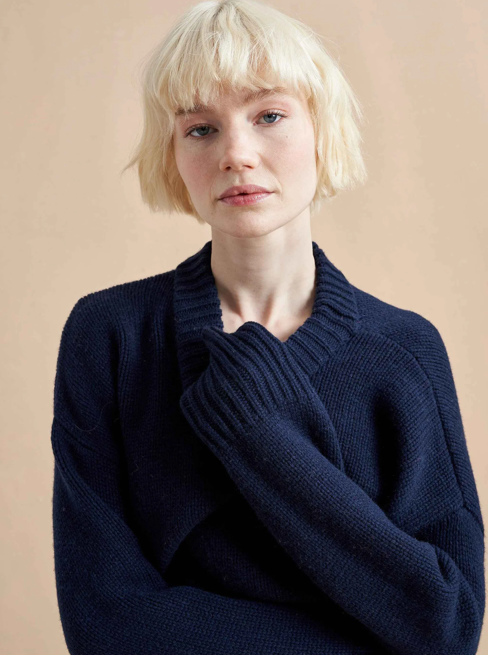 La Ligne Sweaters*Solid Marin Sweater Navy