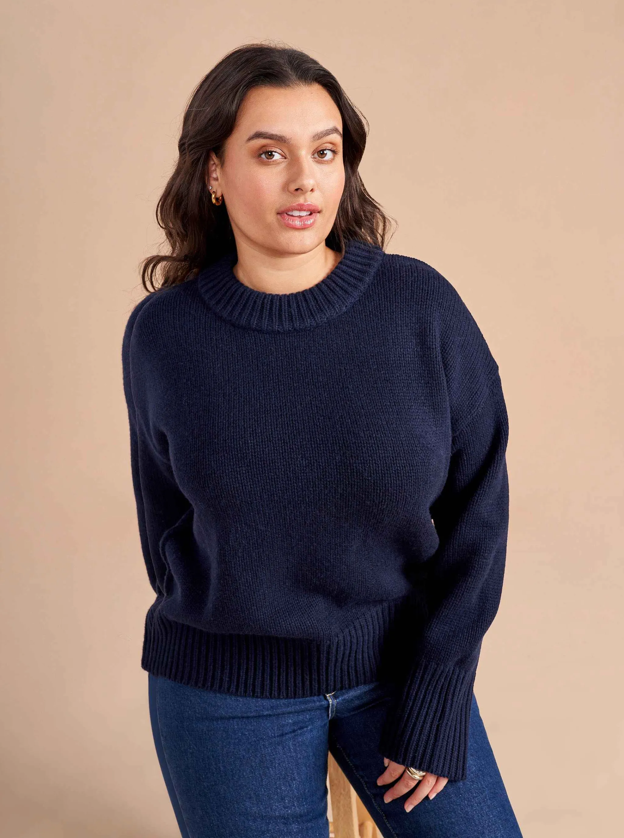 La Ligne Sweaters*Solid Marin Sweater Navy
