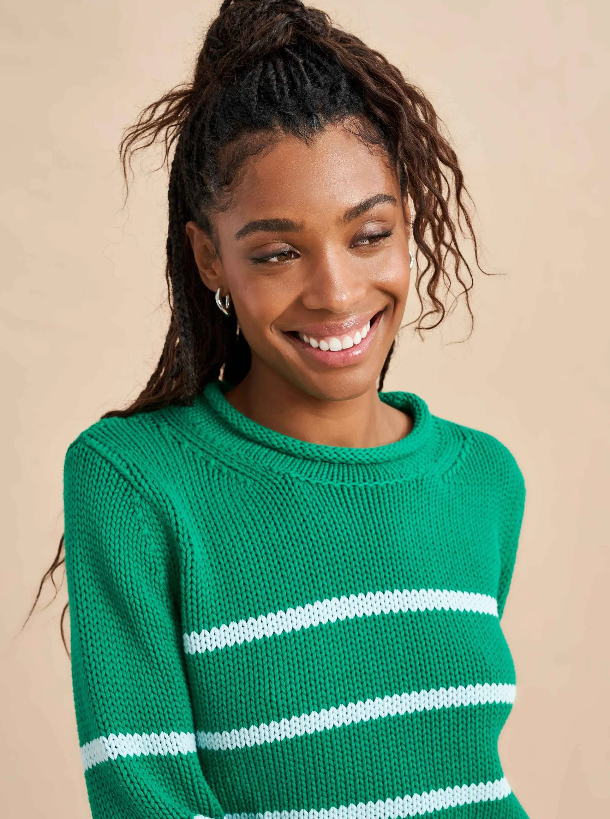 La Ligne Sweaters*Mini Marina Sweater Kelly-Green/Pale-Blue