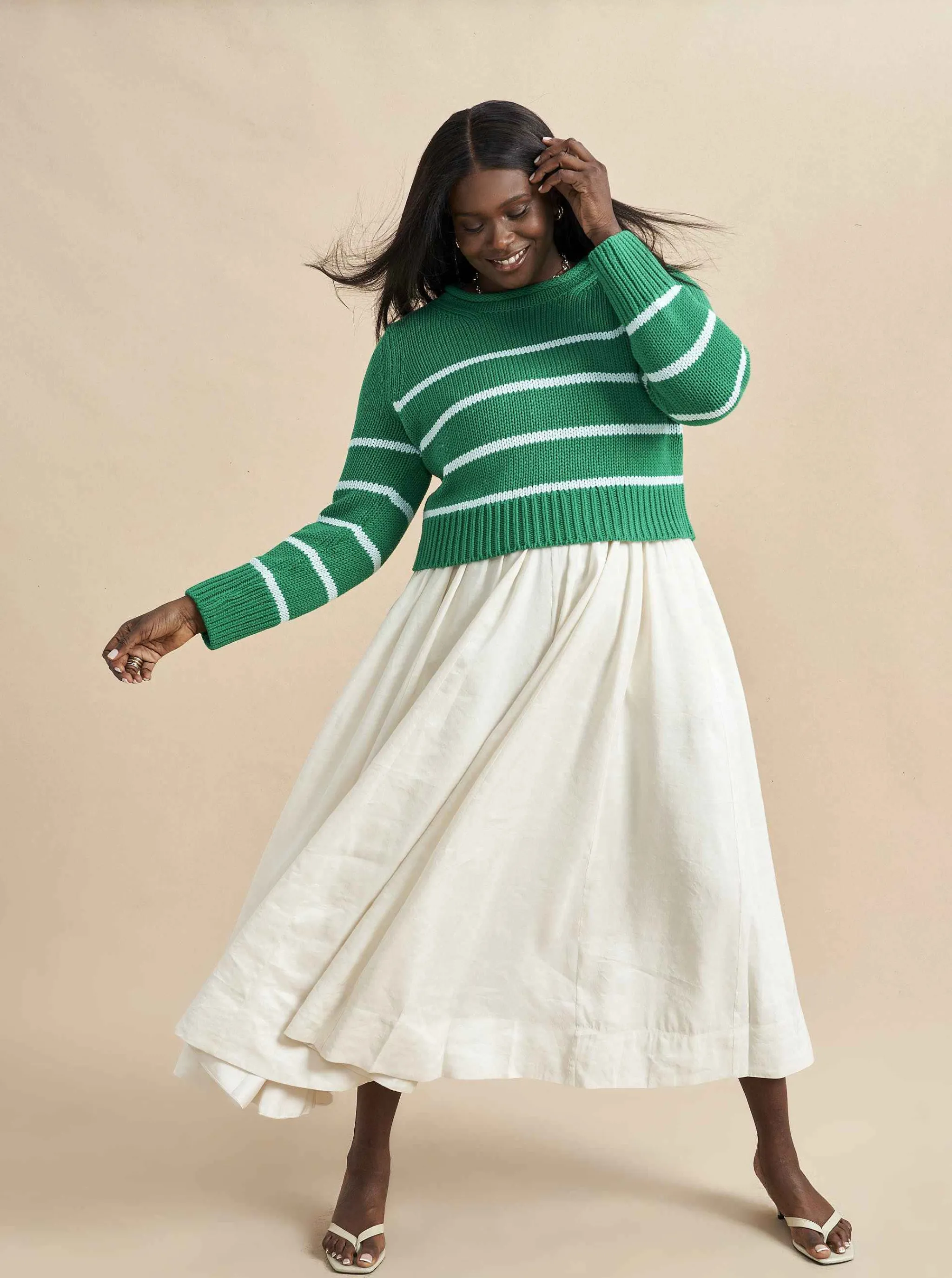 La Ligne Sweaters*Mini Marina Sweater Kelly-Green/Pale-Blue