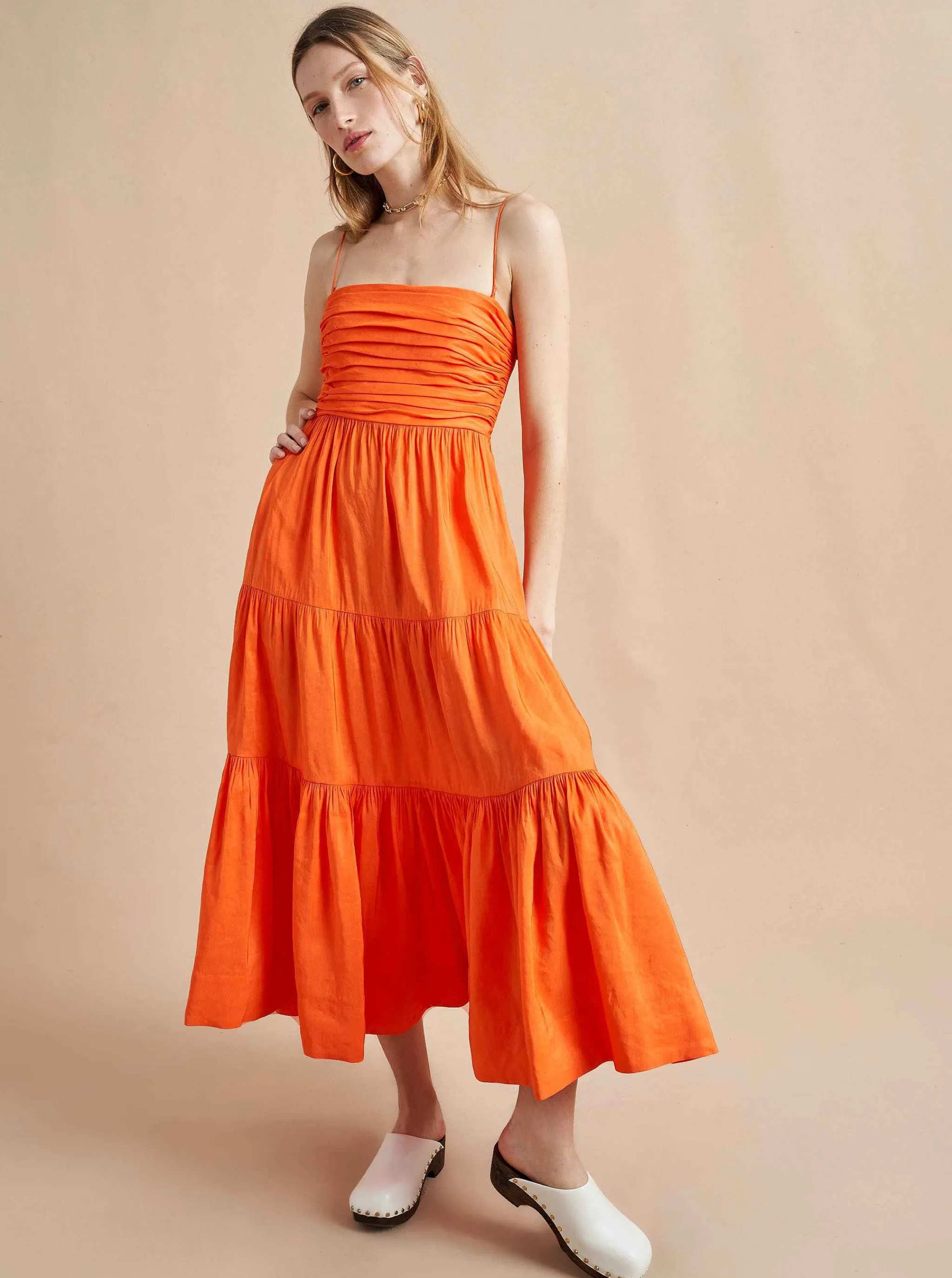 La Ligne Midi Dresses*Sleeveless Sofia Dress Tangerine