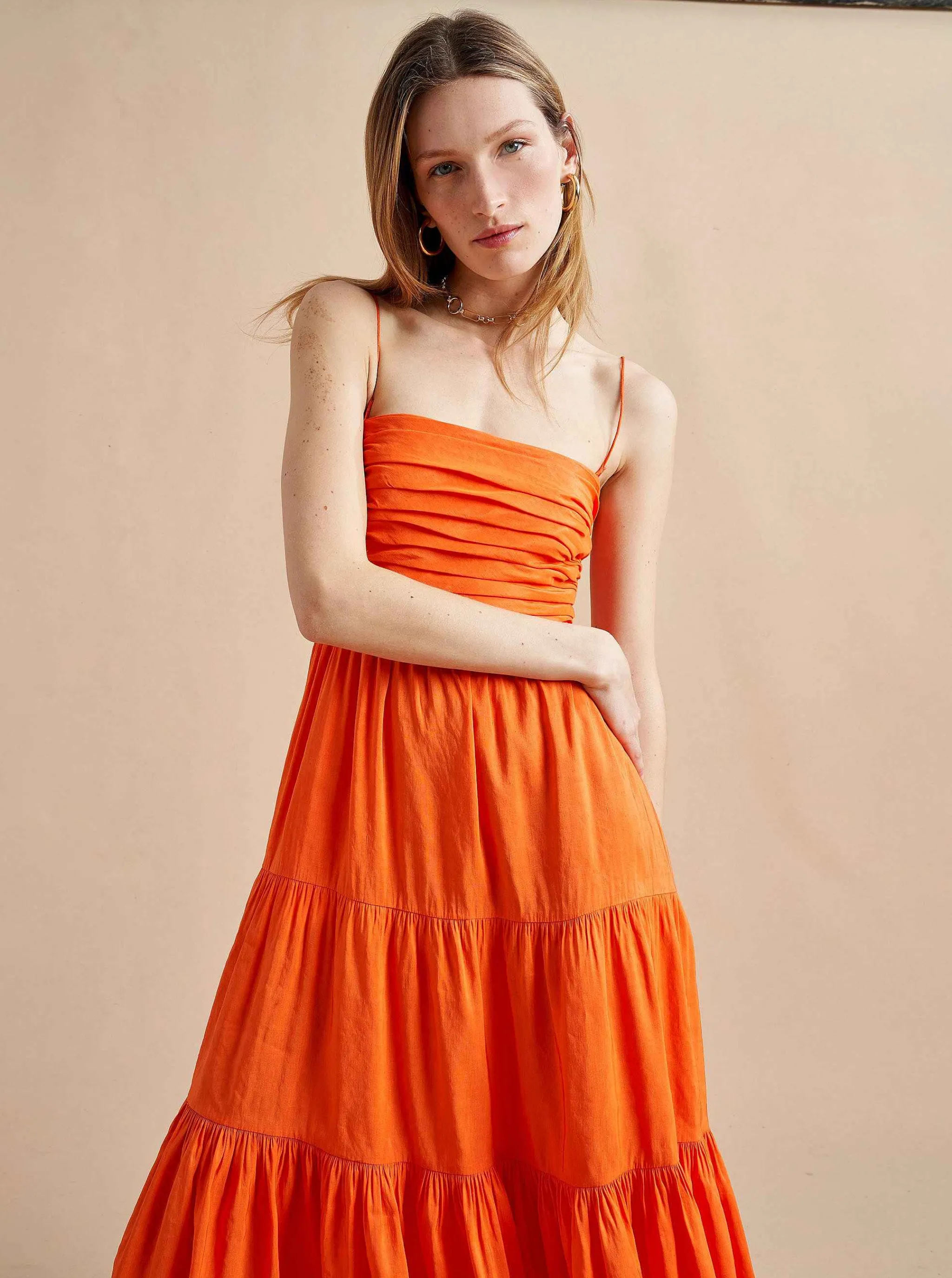 La Ligne Midi Dresses*Sleeveless Sofia Dress Tangerine