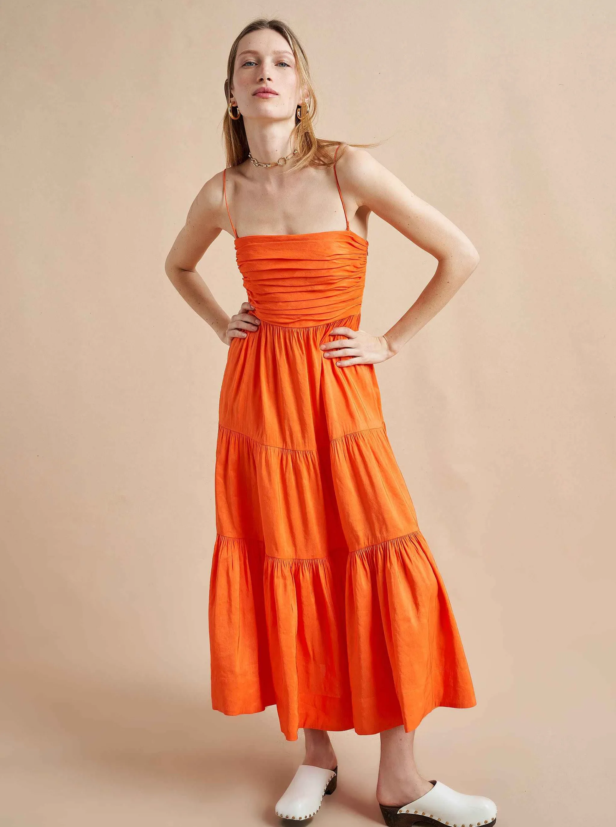 La Ligne Midi Dresses*Sleeveless Sofia Dress Tangerine