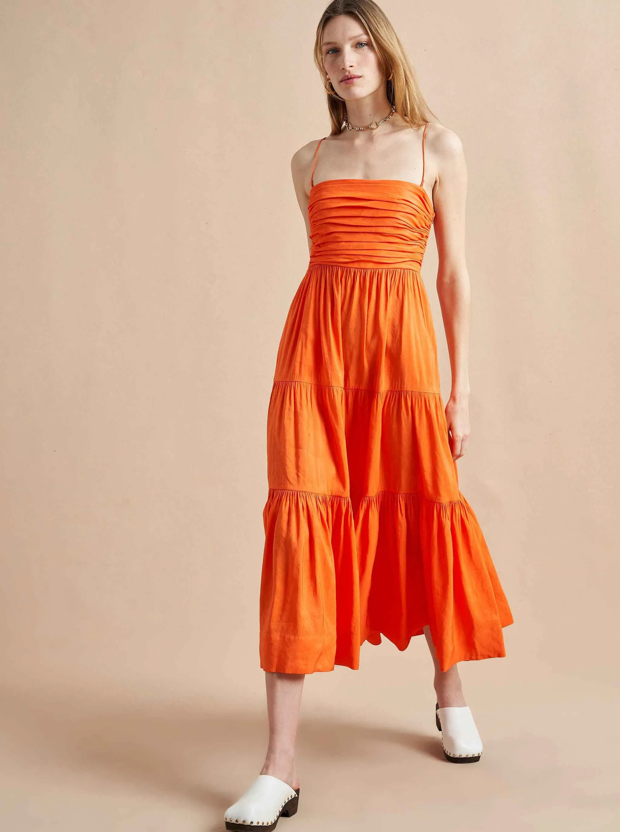 La Ligne Midi Dresses*Sleeveless Sofia Dress Tangerine