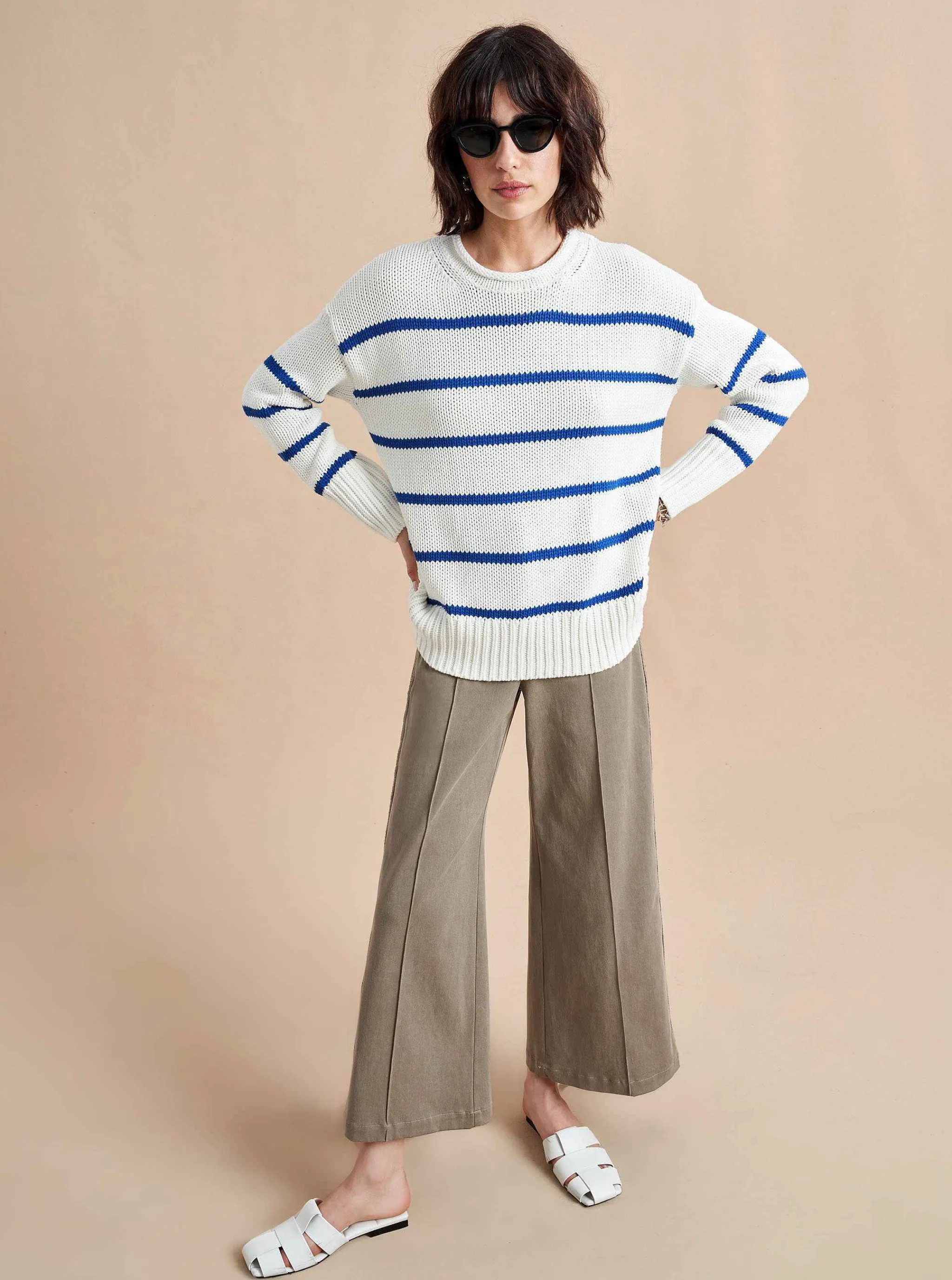 La Ligne Sweaters*Marina Sweater Cream/Cobalt