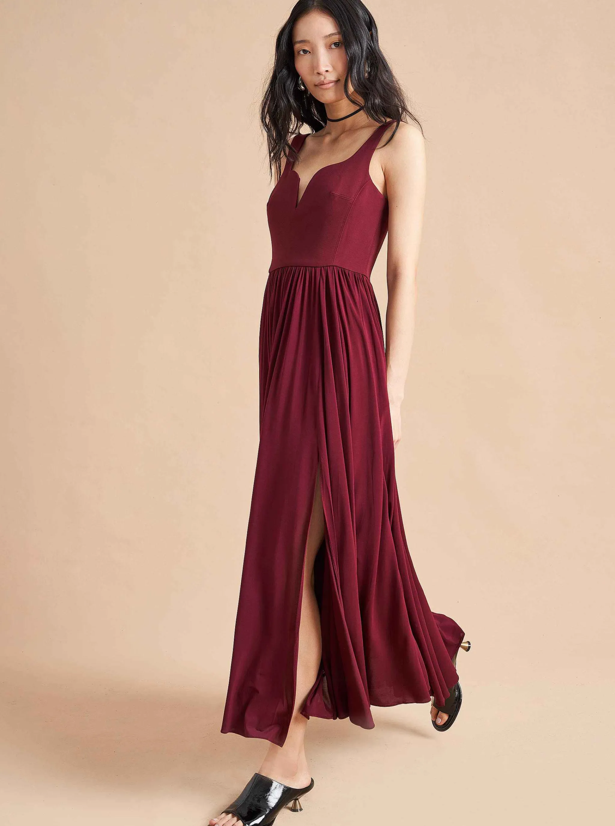 La Ligne Midi Dresses*Carey Dress Burgundy