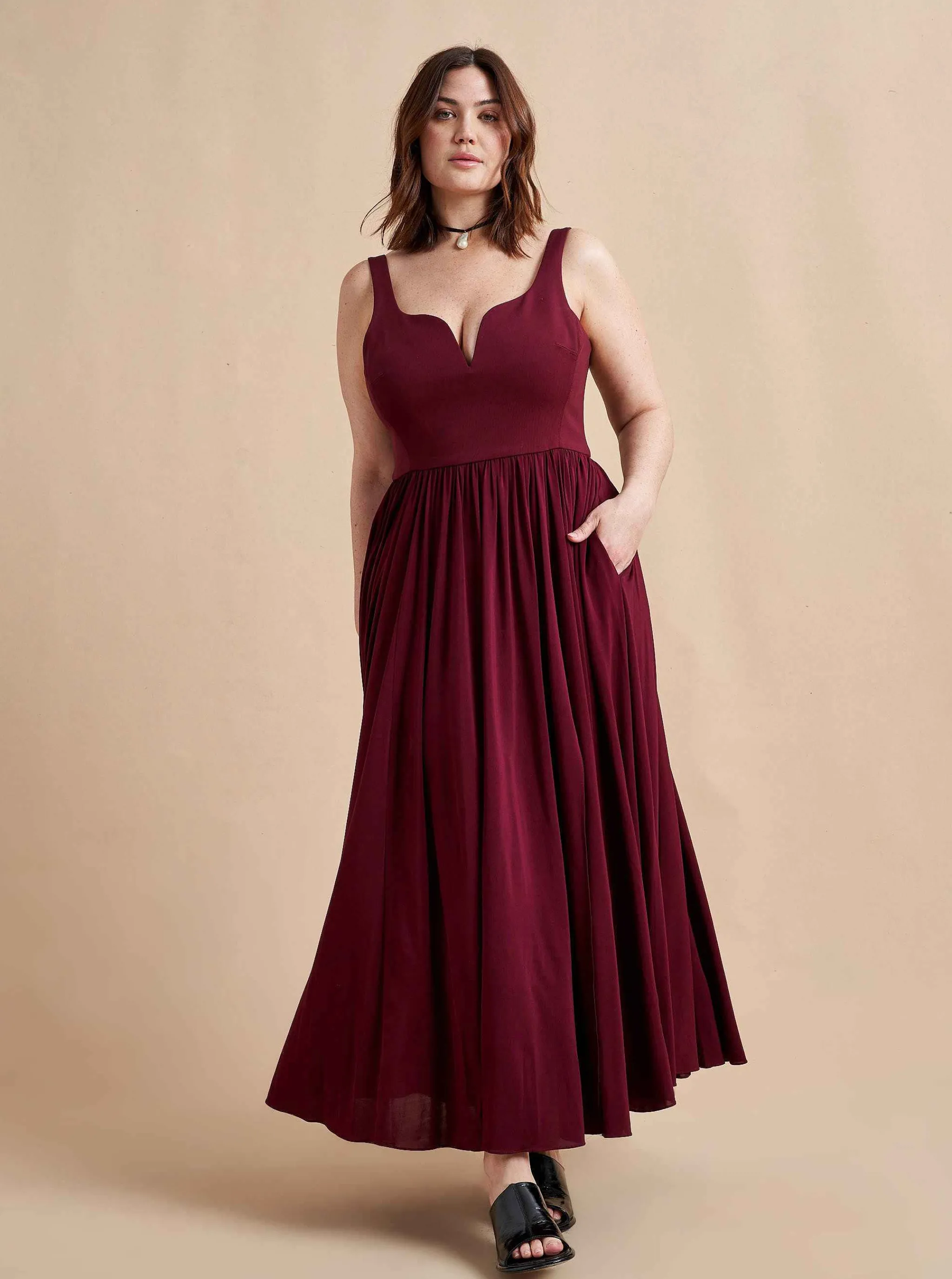 La Ligne Midi Dresses*Carey Dress Burgundy
