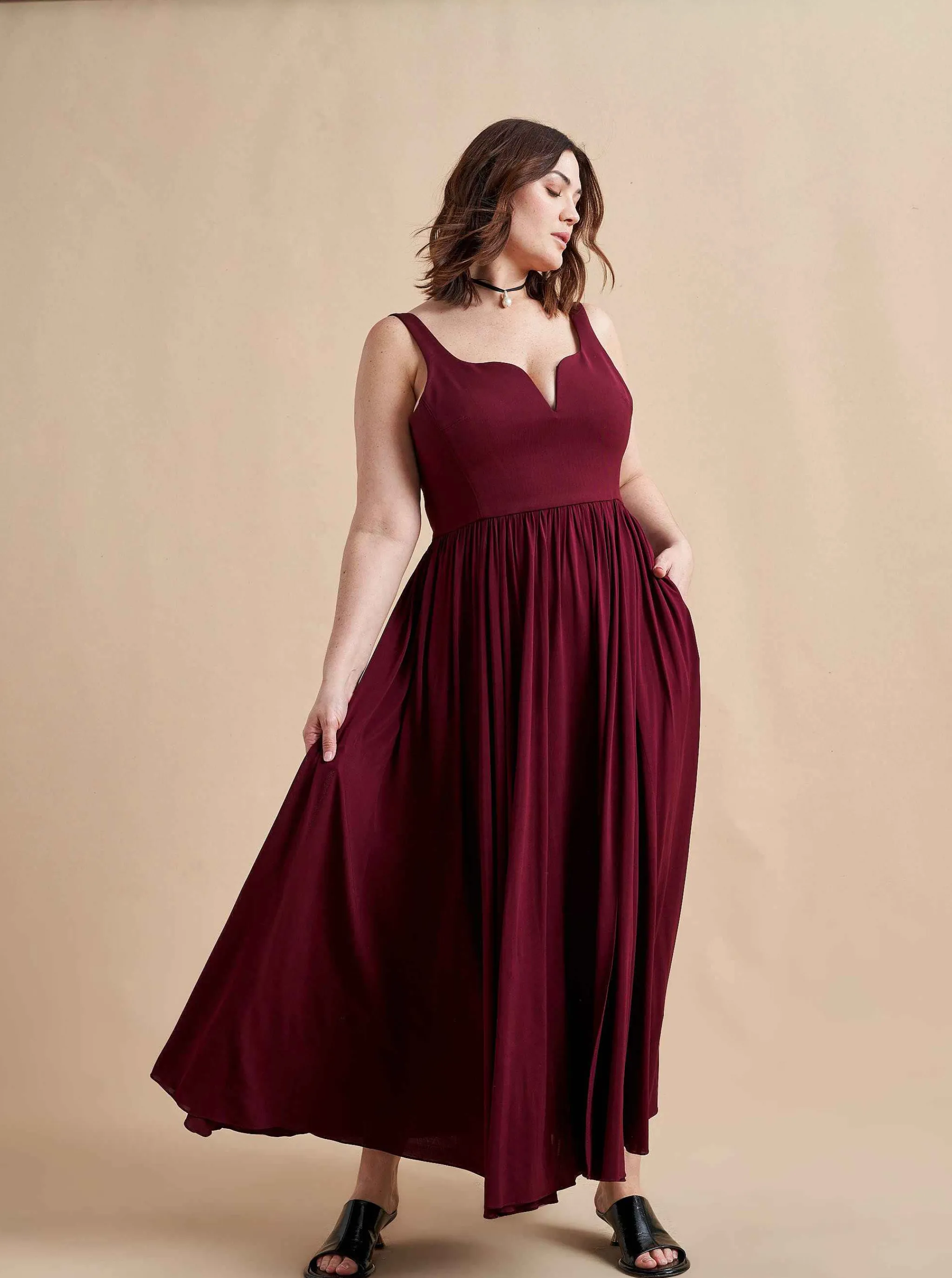 La Ligne Midi Dresses*Carey Dress Burgundy