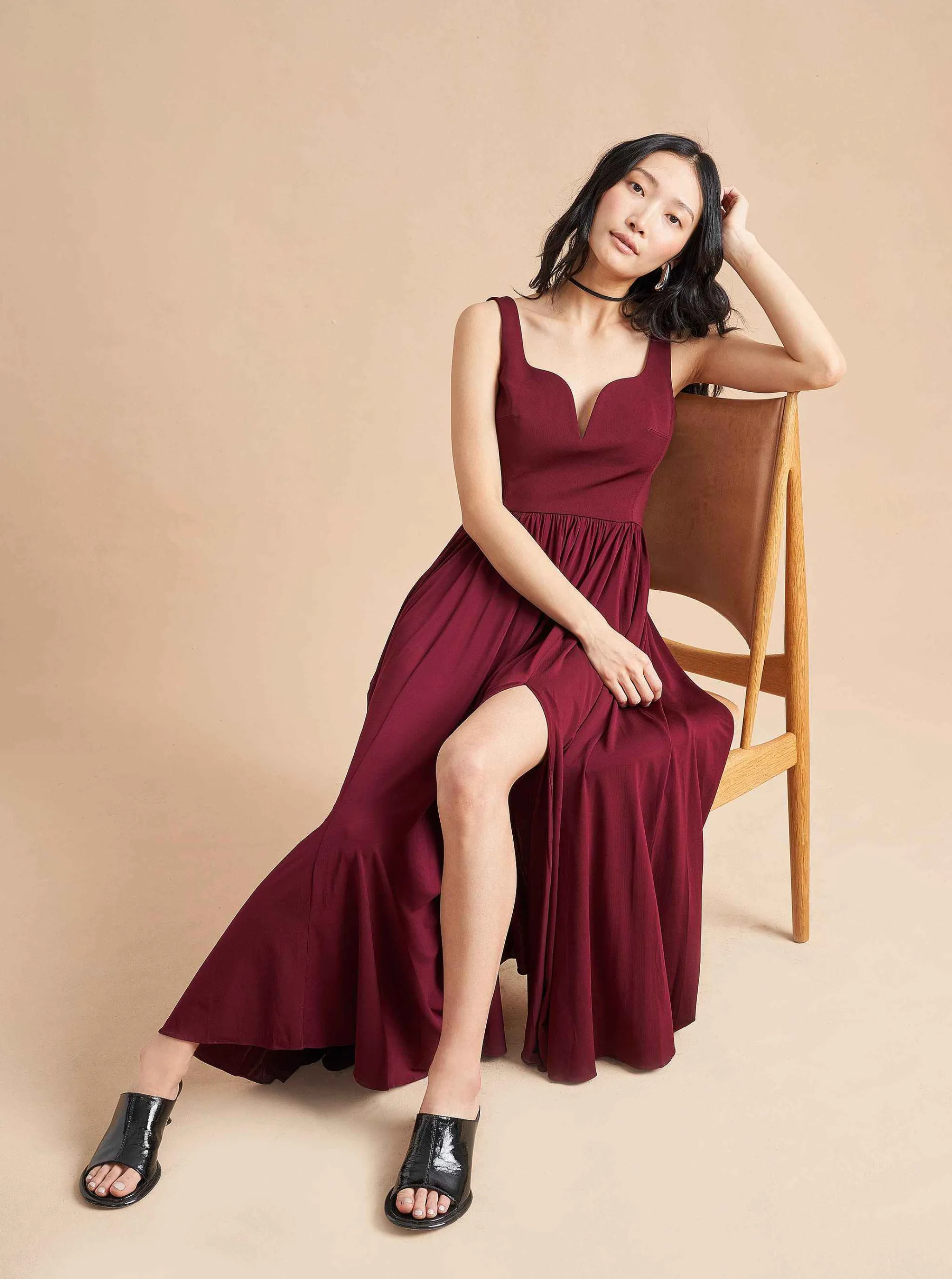 La Ligne Midi Dresses*Carey Dress Burgundy