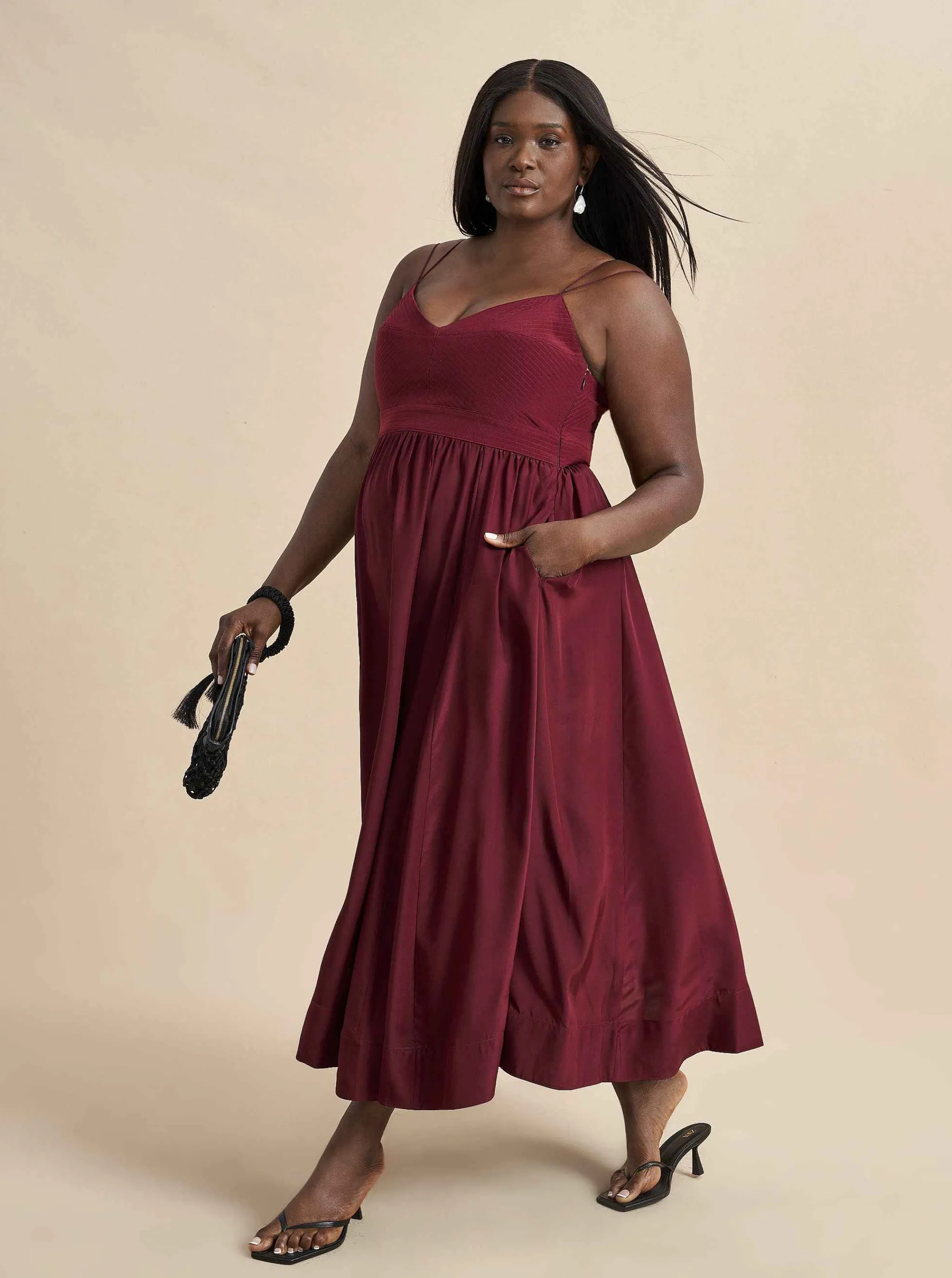La Ligne Midi Dresses*Tracy Dress Burgundy