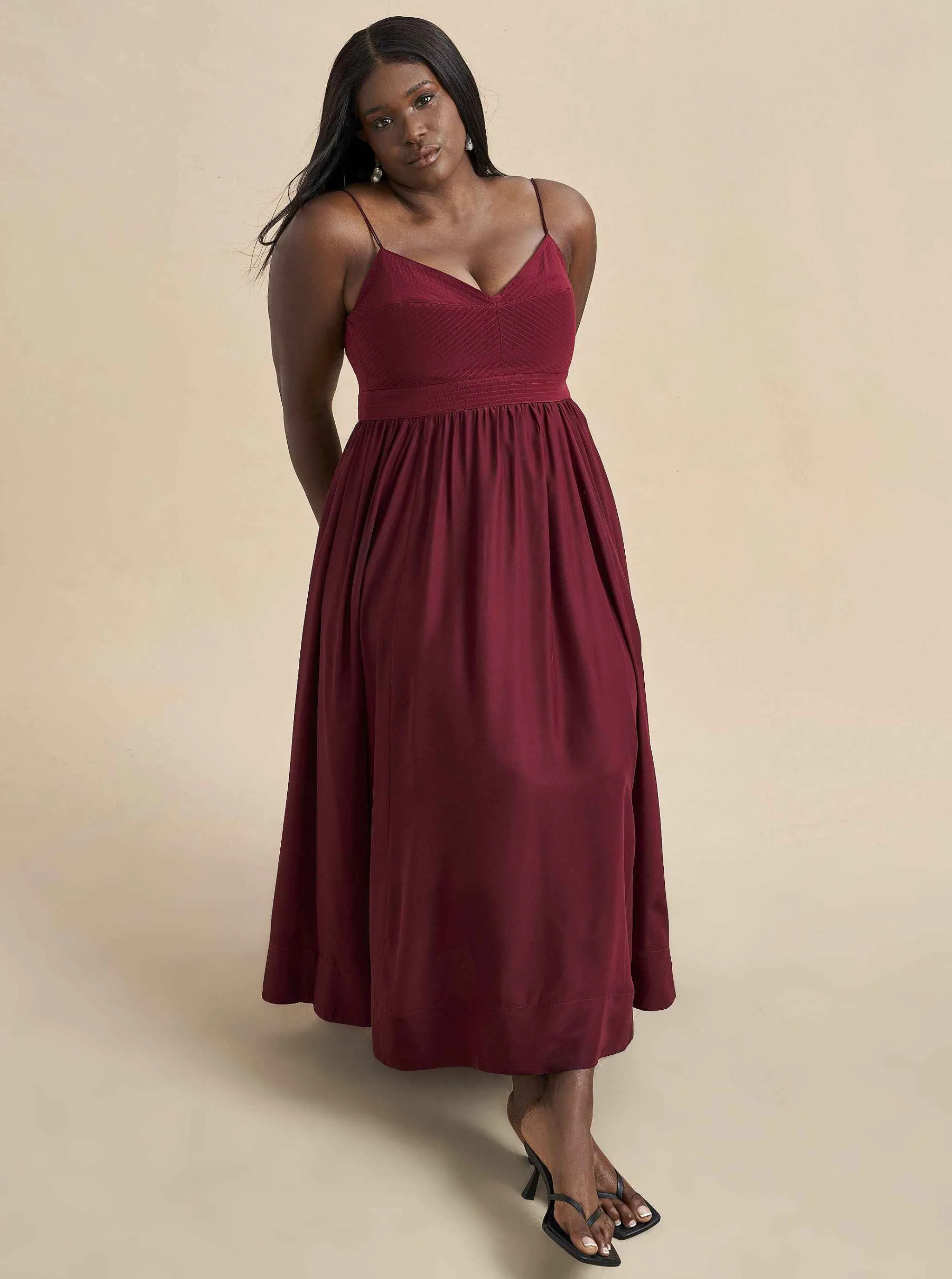 La Ligne Midi Dresses*Tracy Dress Burgundy