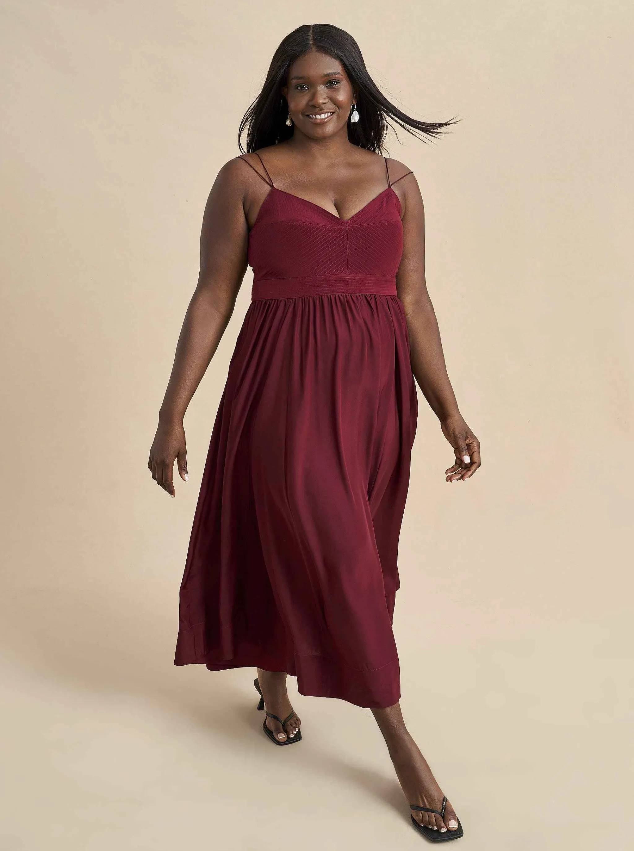 La Ligne Midi Dresses*Tracy Dress Burgundy