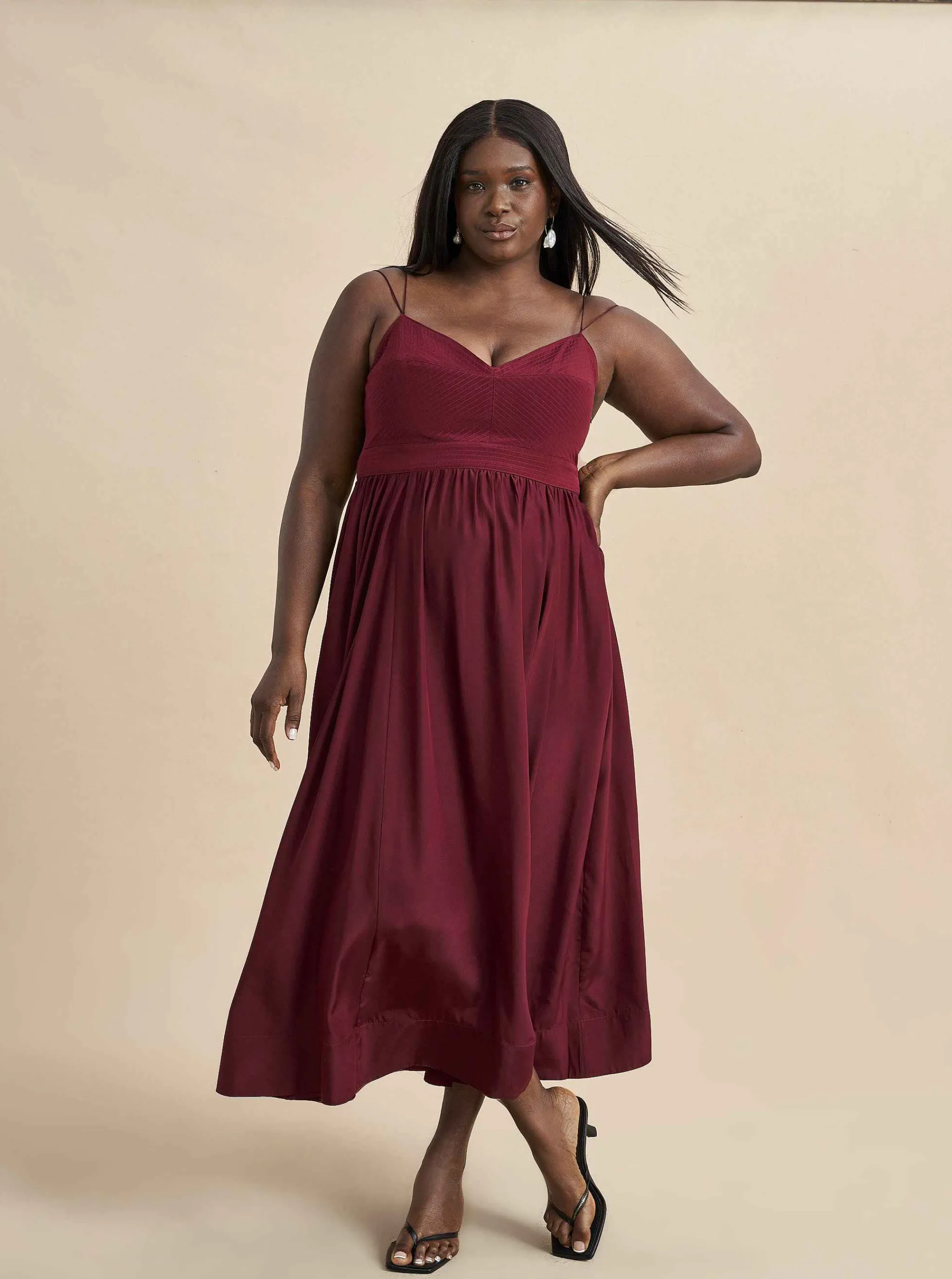La Ligne Midi Dresses*Tracy Dress Burgundy