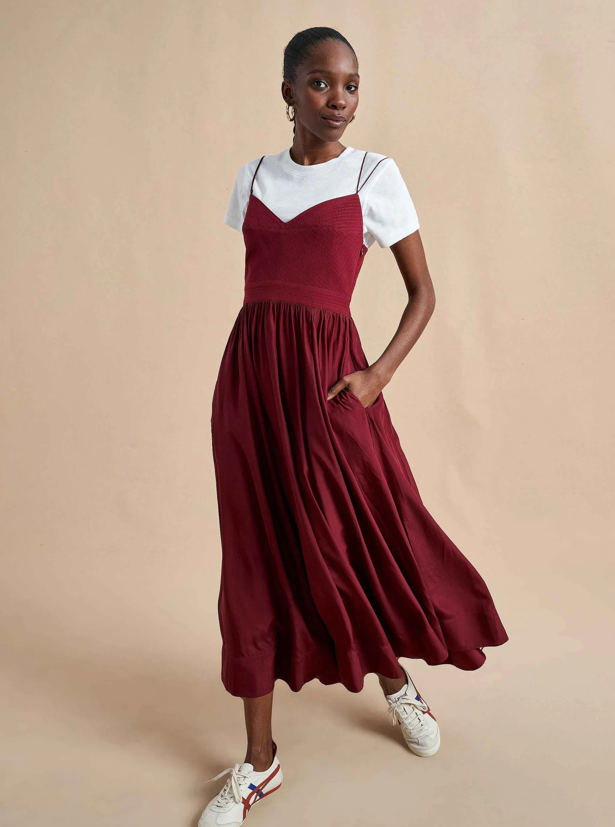La Ligne Midi Dresses*Tracy Dress Burgundy